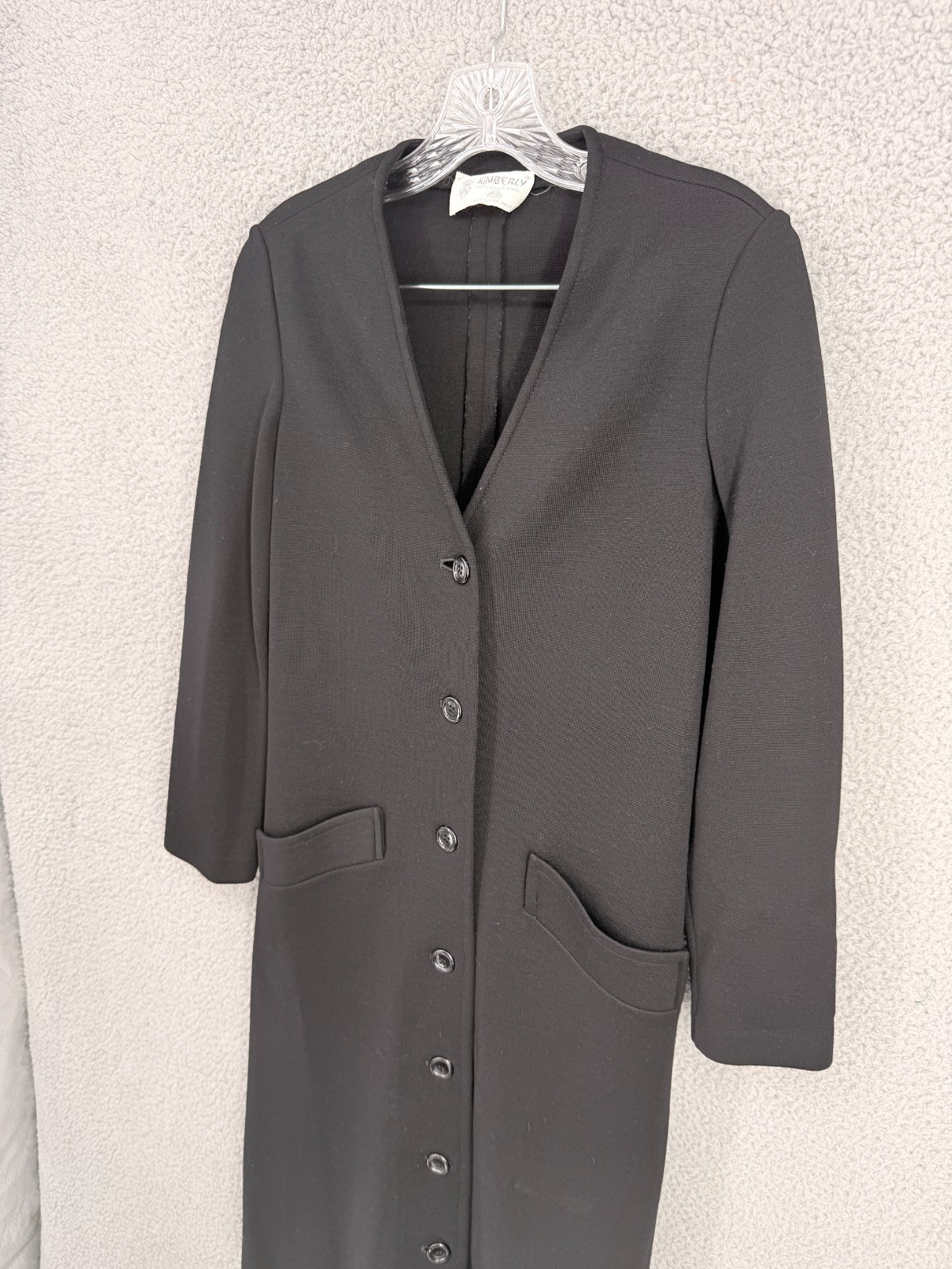 Vtg 1960s Dupont Orlon Kimberly Knit Black Car Coat Size 8