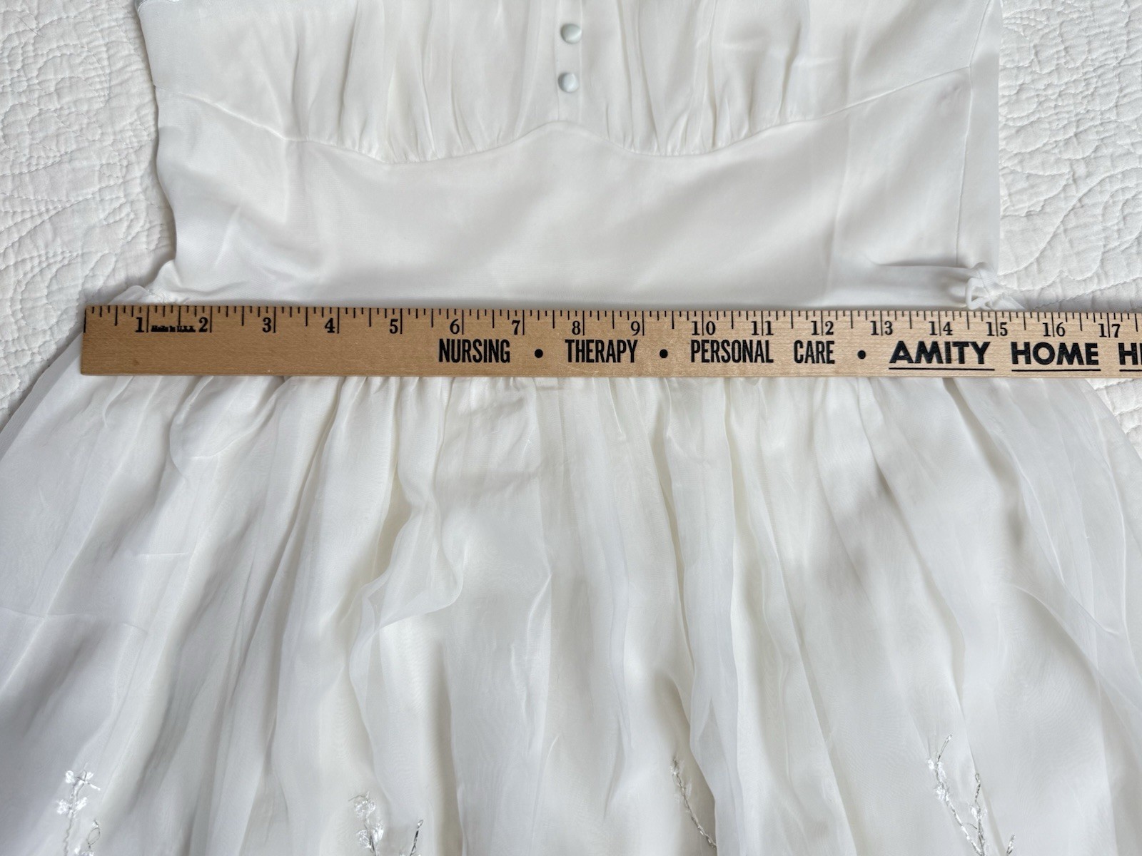 Vintage LAROS Womens 👗 Peignoir Spaghetti Strap Fit Flare Embroider Sz34 READ