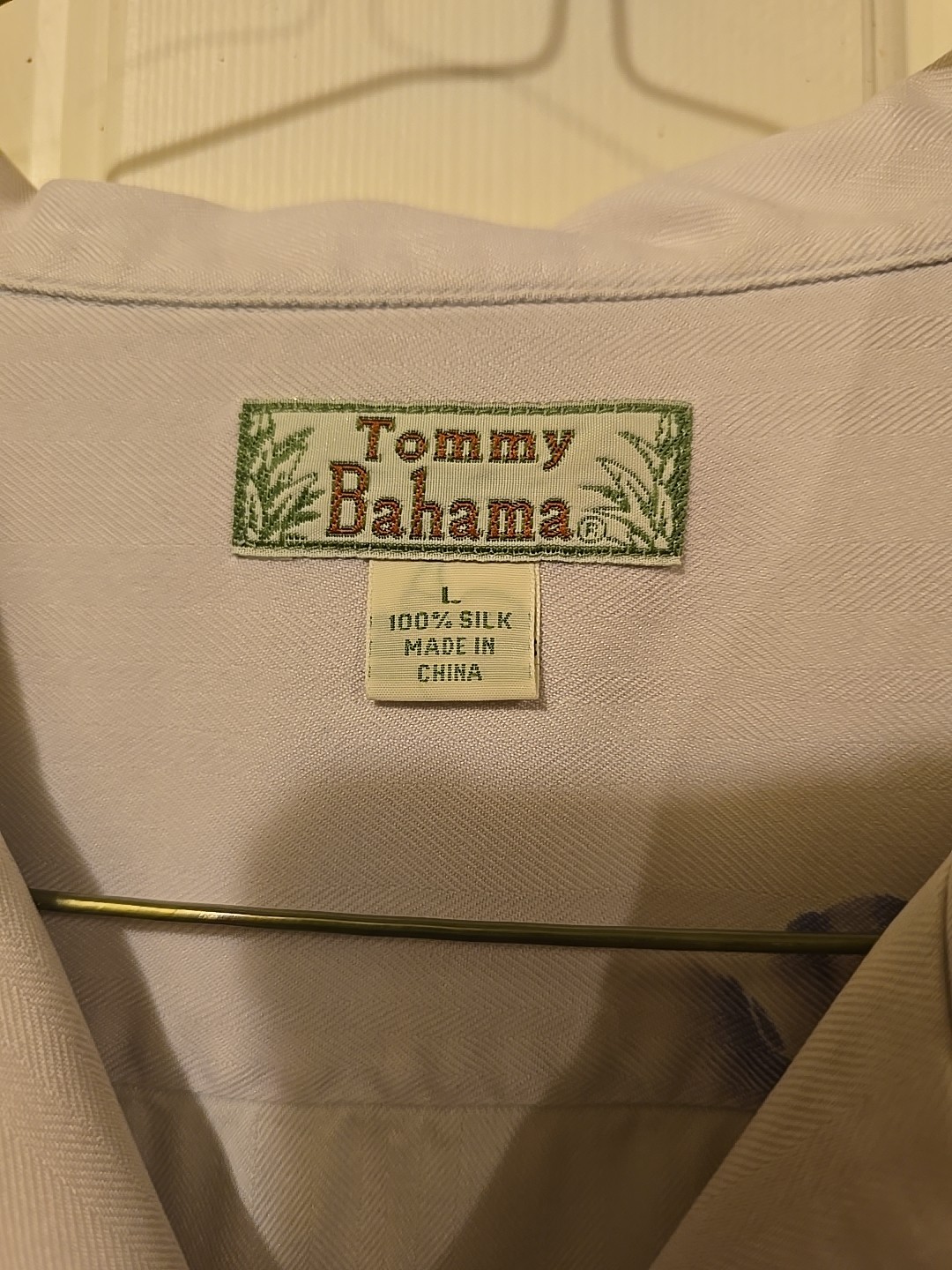vintage womens tommy bahama 100% silk embroidered pale pink purple flowers…