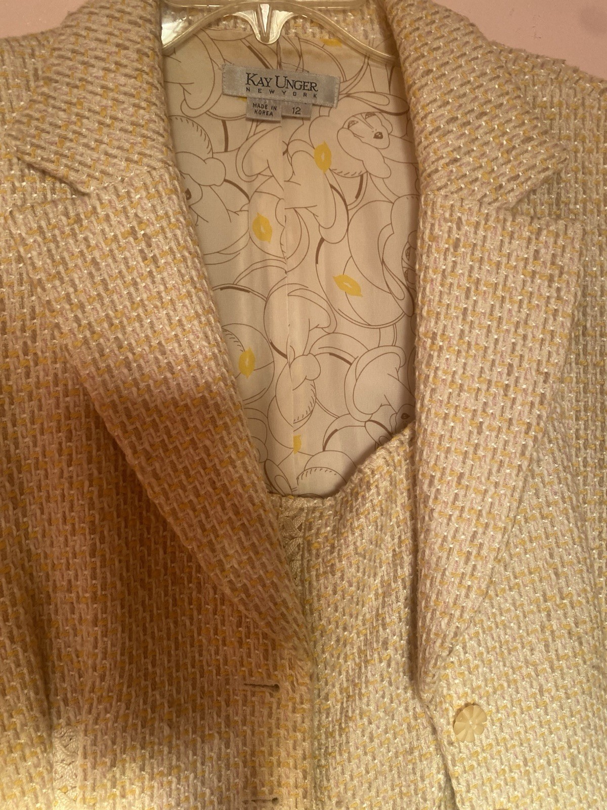 Vintage Kay Unger NY Skirt Suit Women Sz 12 Cotton Blend