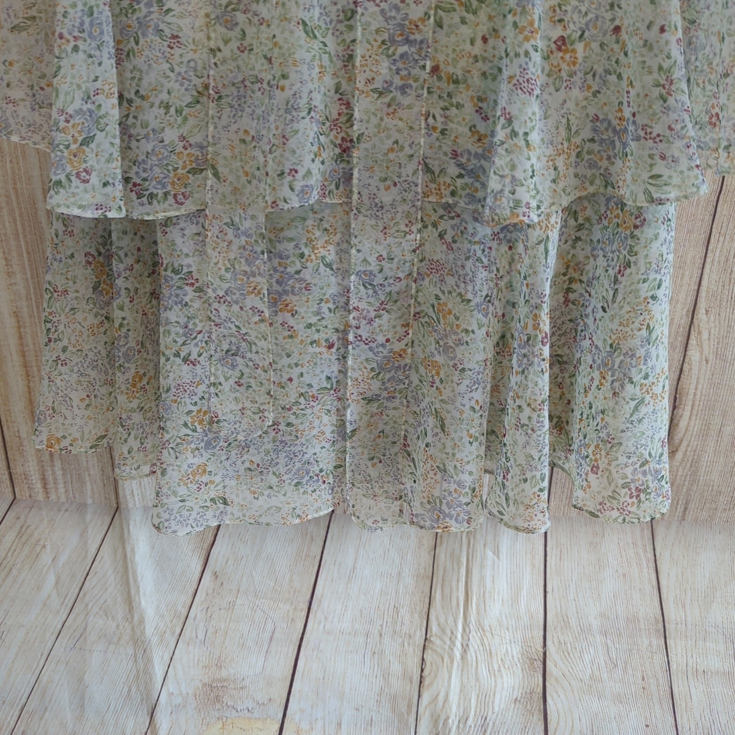 60s / 70s Vintage Marita Anthony Muto Dainty Floral Tiered Tulle Dress Small
