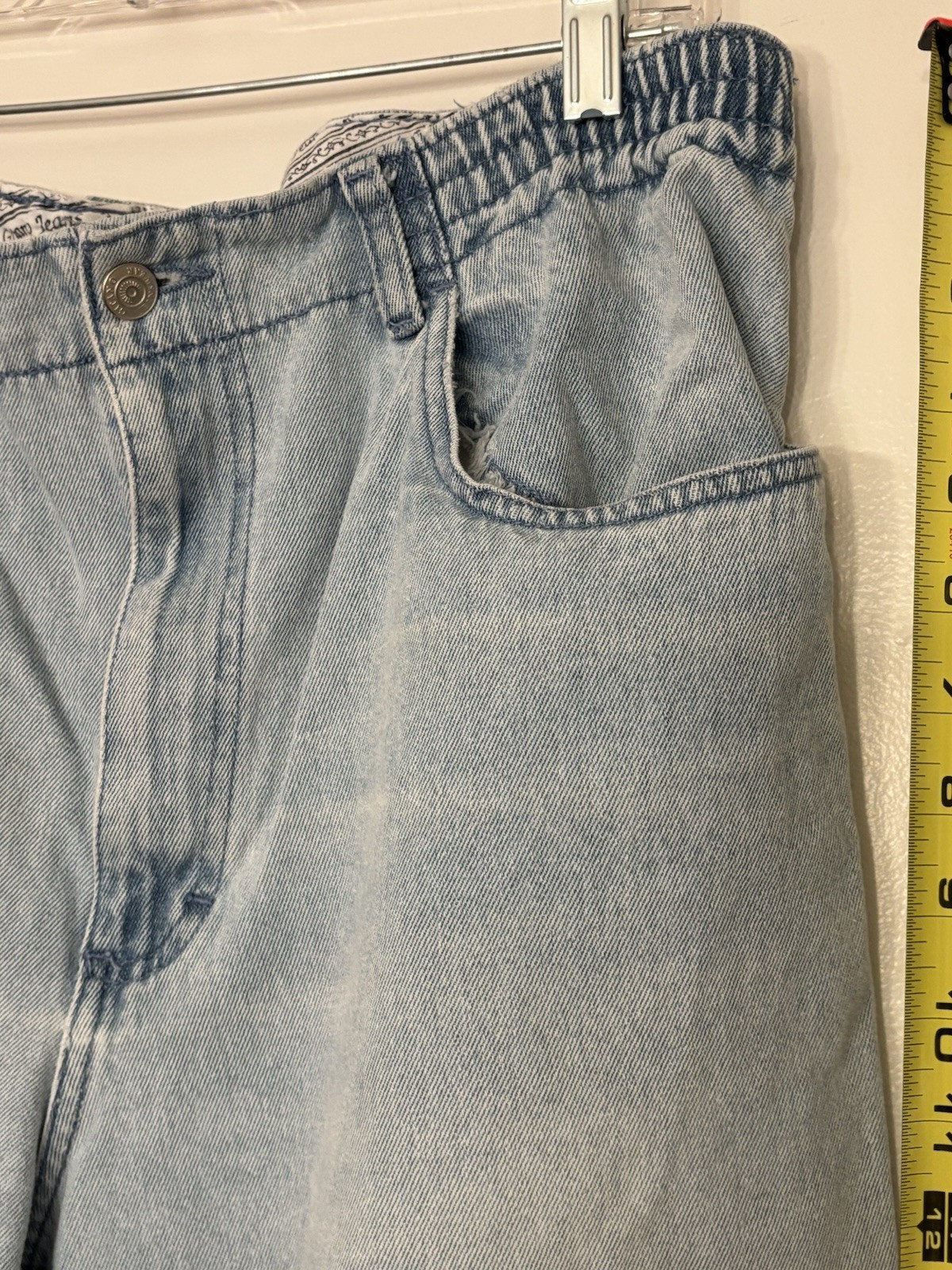 Vintage 80s Mom Gitano High Rise Mom Jeans Elastic Waist Light Wash 16 Tall