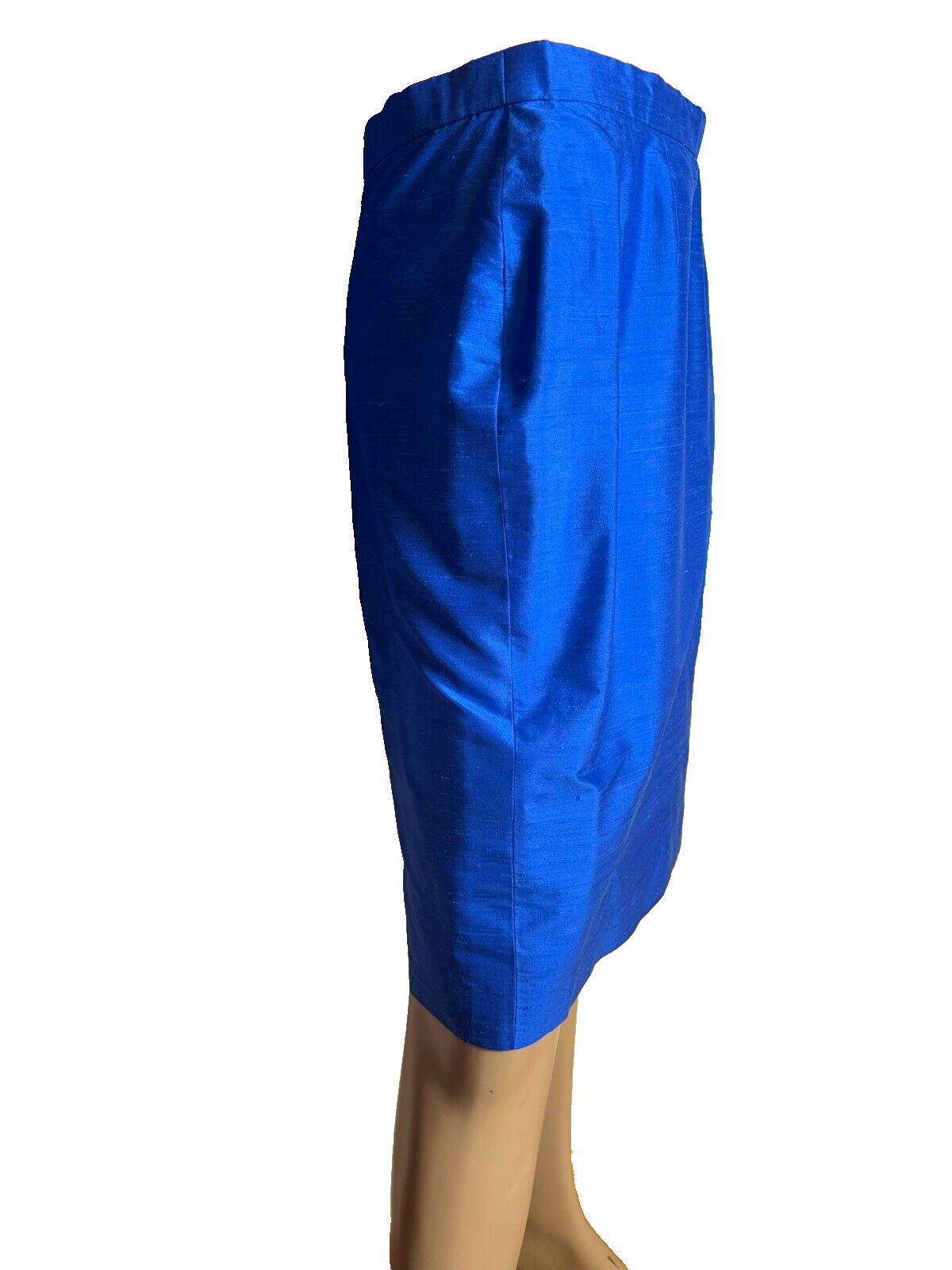 Vintage Silk Costume Royal Blue 38 40 Blazer Coat Jacket Pencil Skirt 80s 90s
