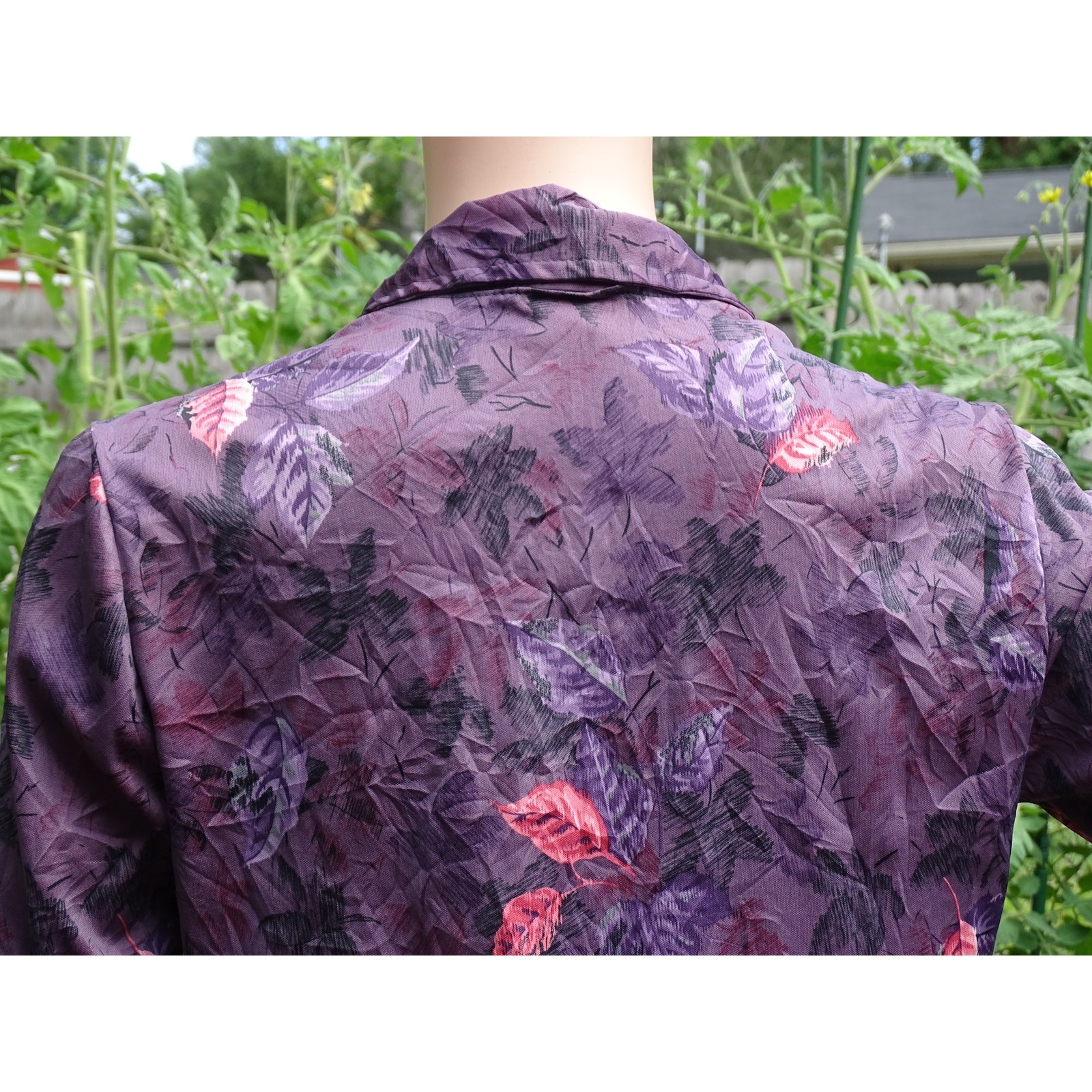 Bon Worth Vintage 90s Purple Floral Button Up Shirt Blouse Women Size 10 Small M