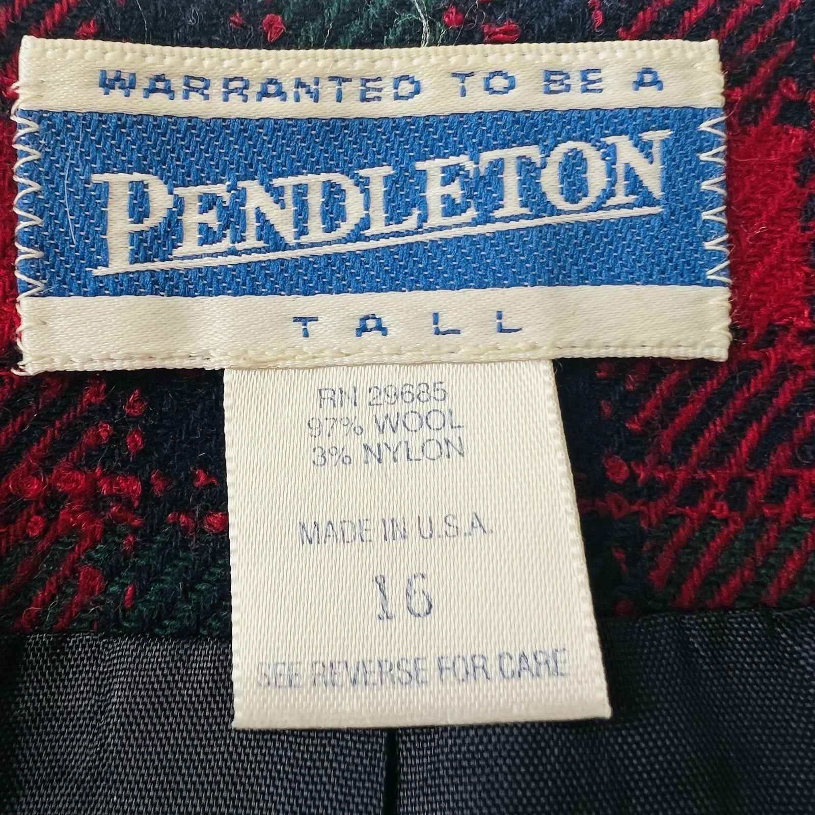 Vintage Pendelton wool jacket womens 16 Tall. Made in USA.