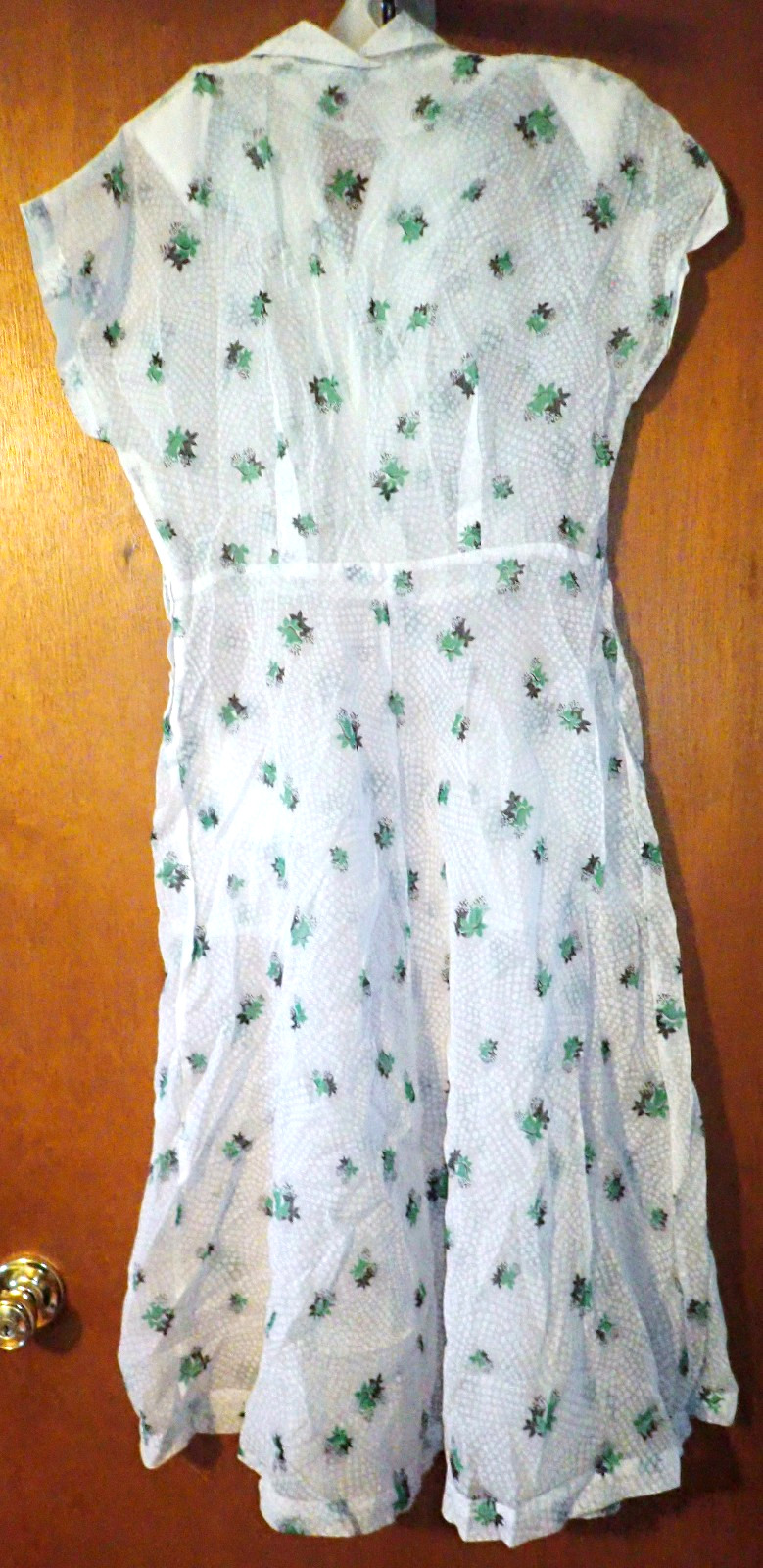 RARE Vintage 1940s 50s Floral SPIDERWEB Novelty FRENCH Sheer Nylon Dress (Read)