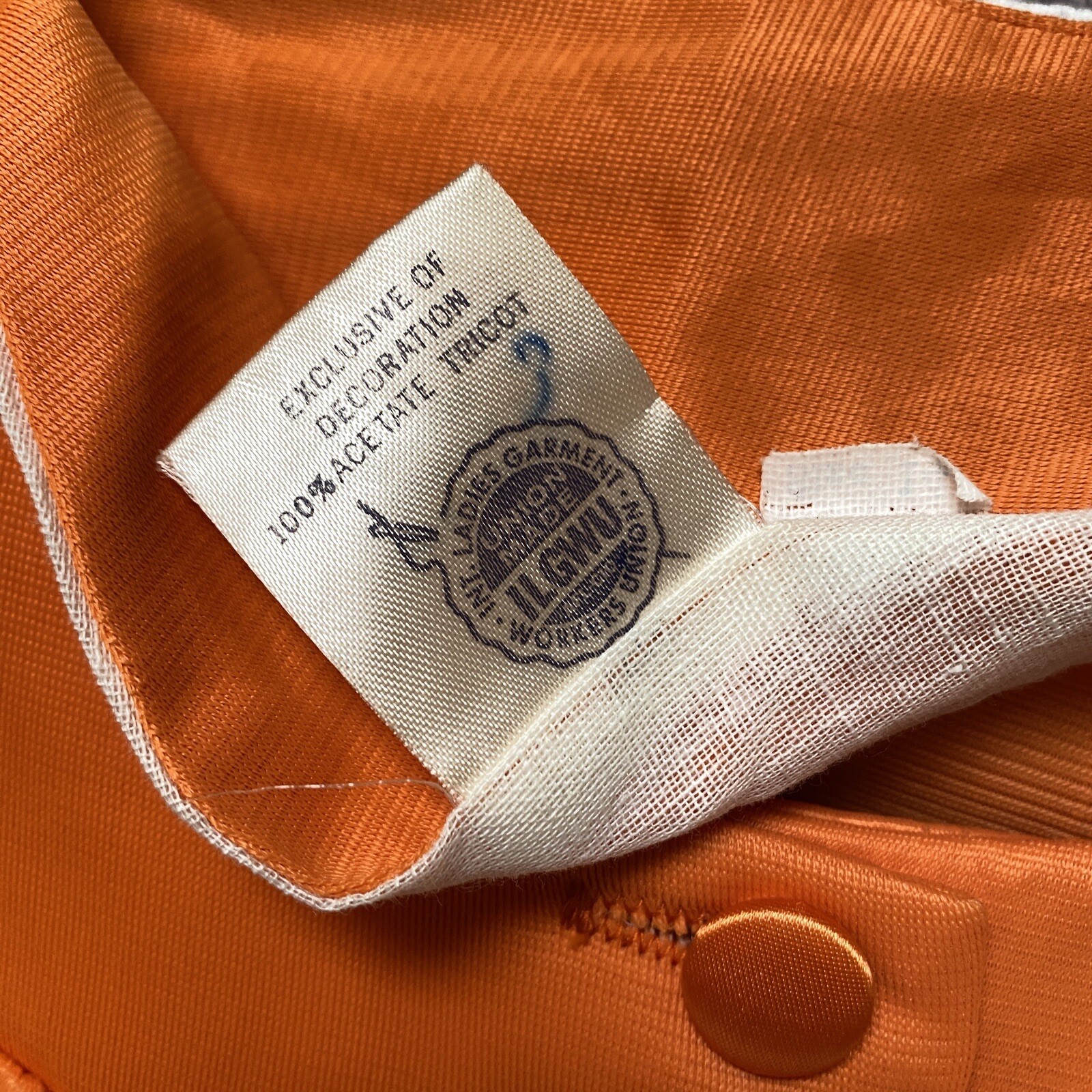 Vintage 1960s Orange Button Front Housecoat Robe Size 14 Pockets Acetate Tricot
