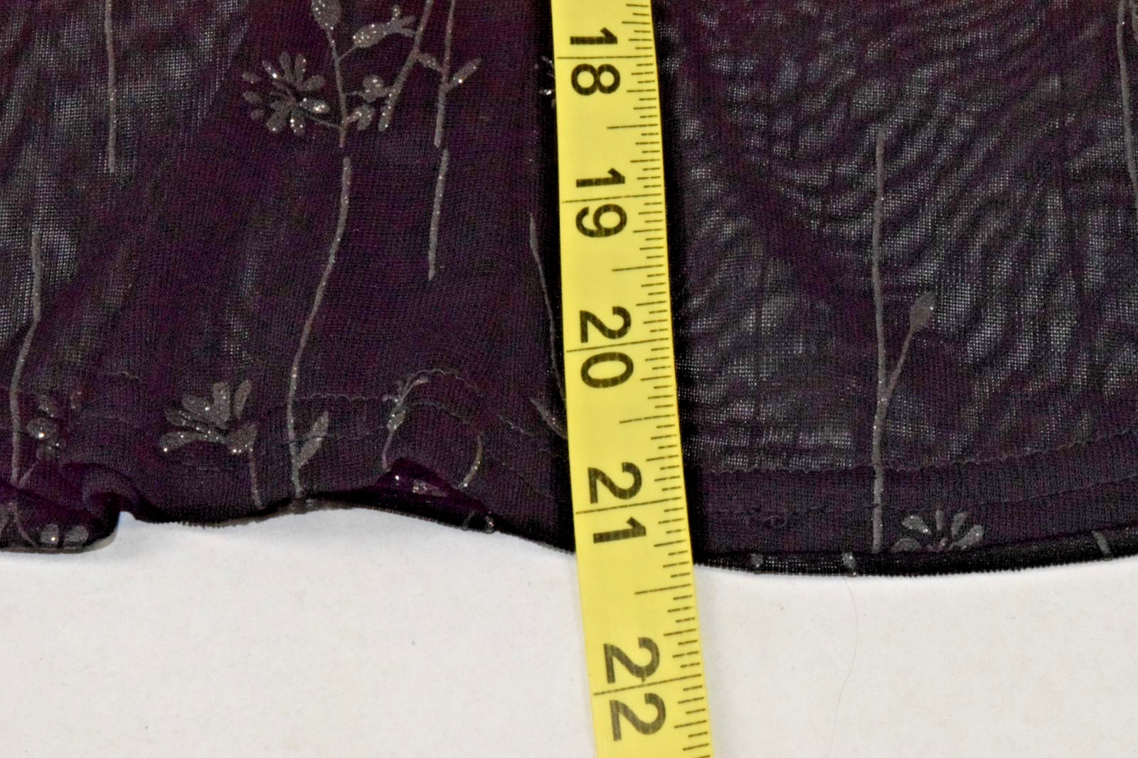 Vintage Top Anxiety Cafe Size L 90s Sheer Black Silver Glitter Flowers Made USA