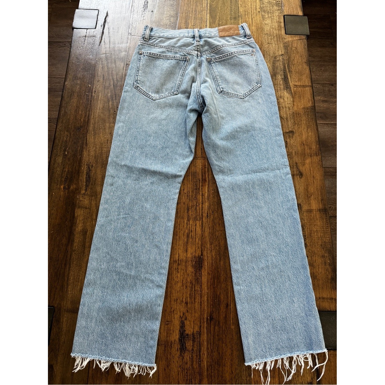 Madewell Petite ’90s Straight Jeans Revoir Wash High Rise Raw Hem 24P Rigid