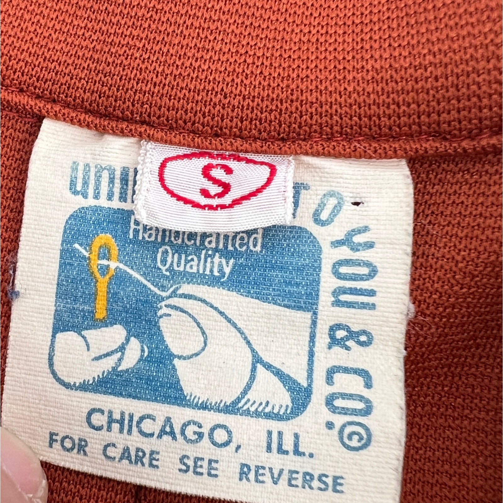 Vintage 60s 70s Fast Food Employee Uniform Smock Rust Striped Size S
