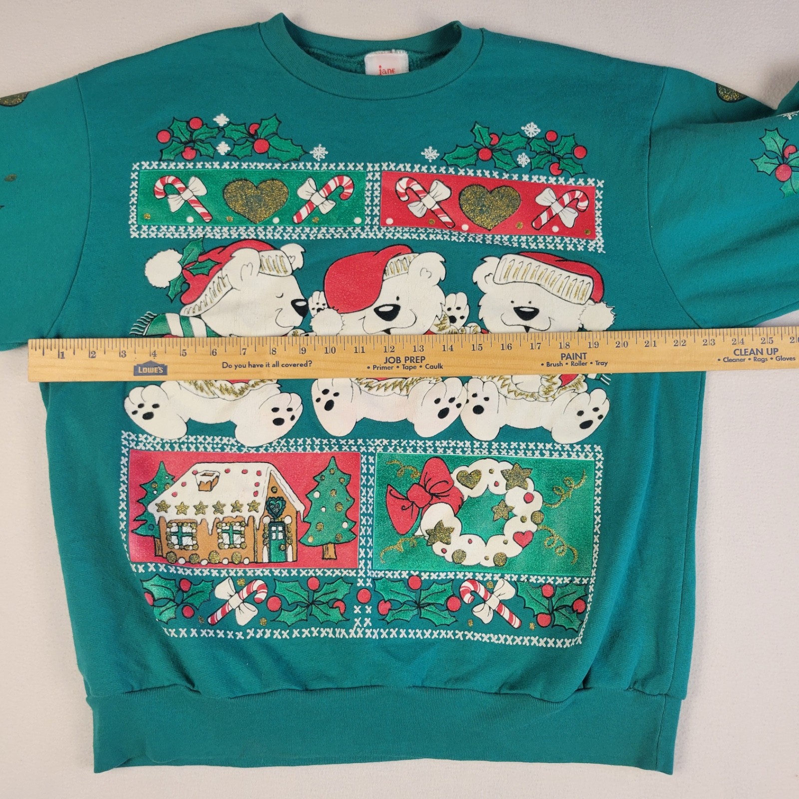 Vintage 1990s Green Kitsch Holiday Bears Sweatshirt Women’s Large Jane Colby