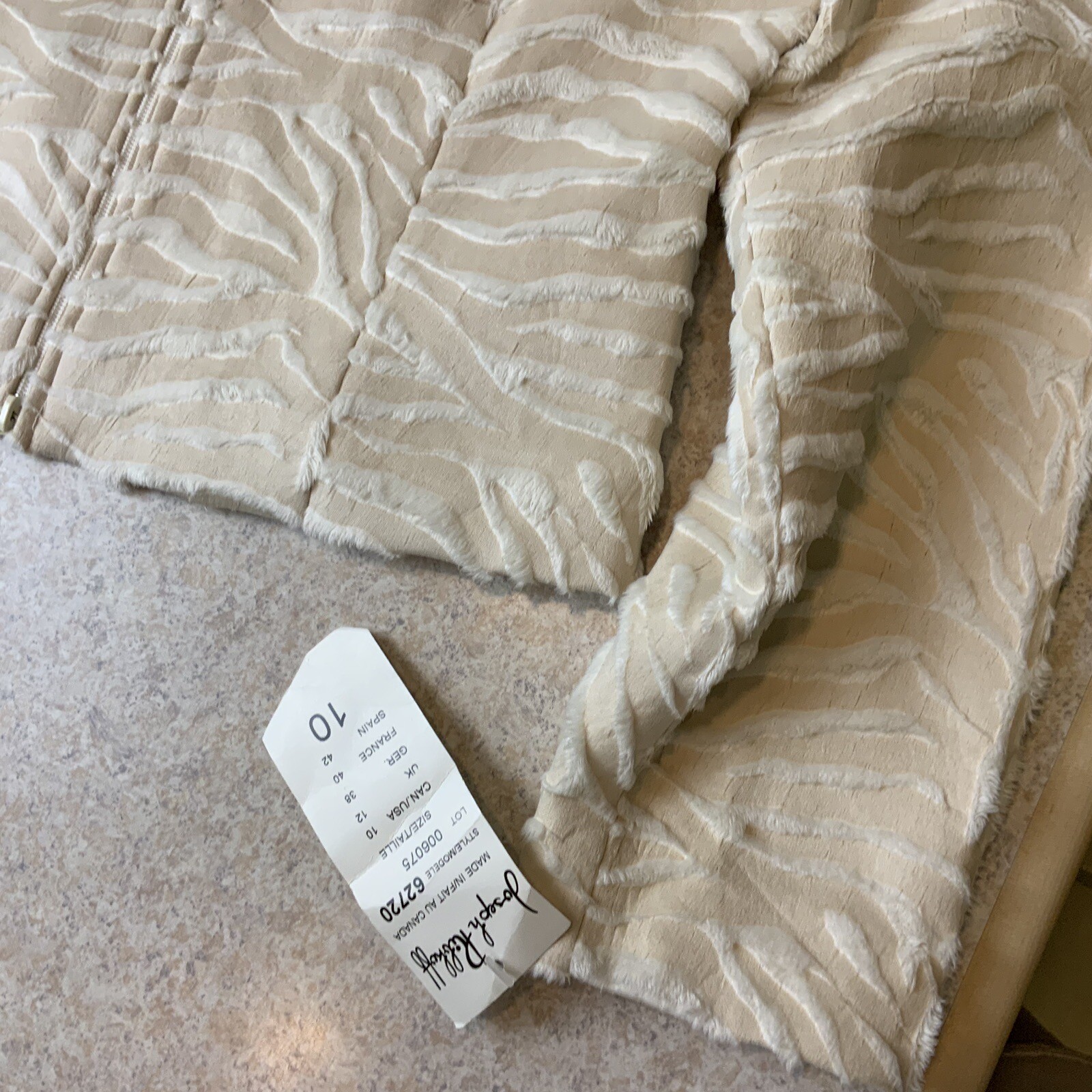VTG Joseph Ribkoff Women’s 10 Cream Ivory Faux Fur Full Zip Jacket NWT