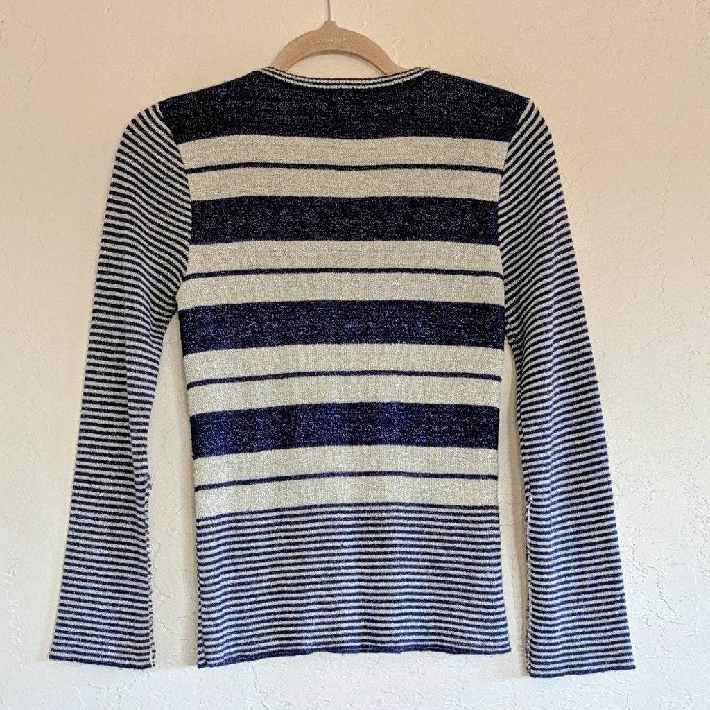 VTG Kitty Hawk Union Made Striped Metallic Thread Retro Nautical Preppy