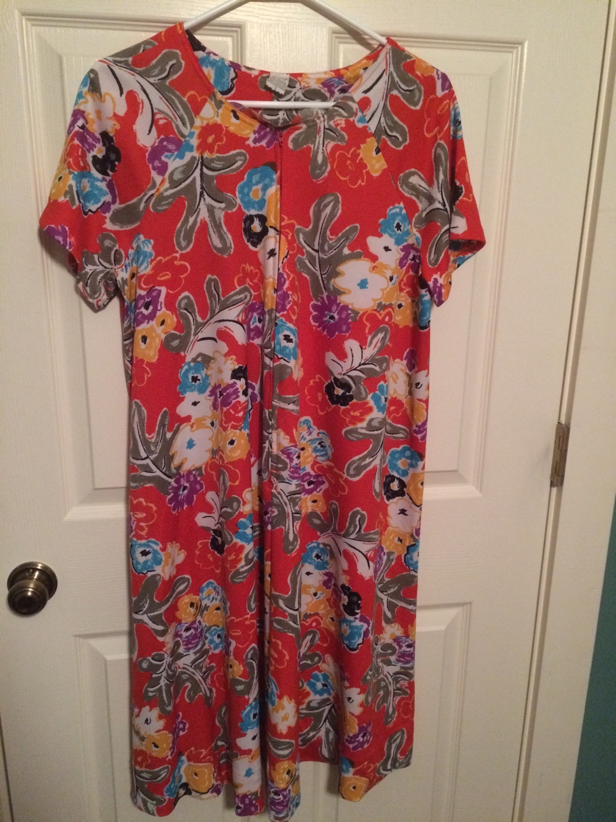 Vintage Zip-Front Elaine Sklar Bright Vivid Colored Floral Robe Lounger Large