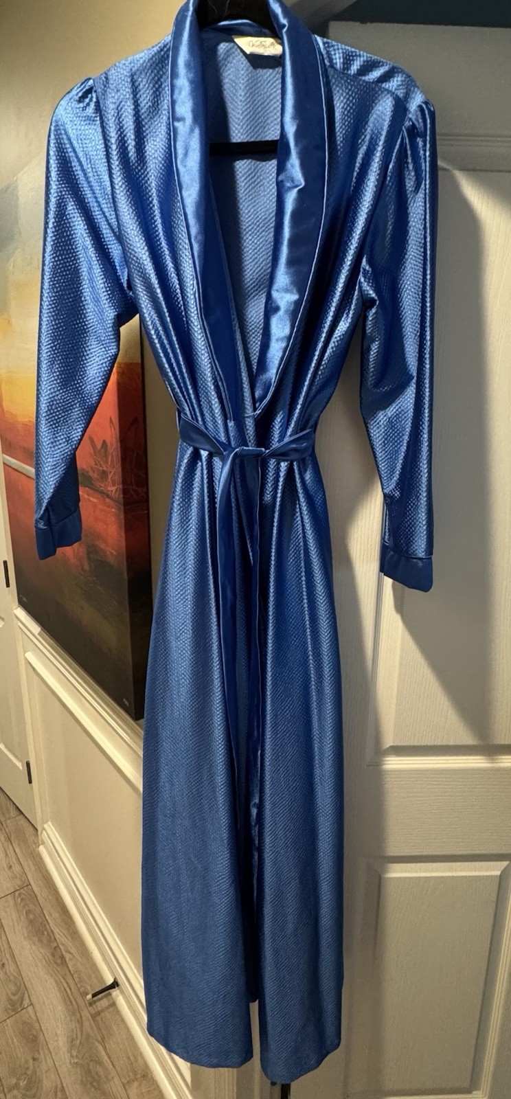 Vintage 70’s Van Raalte Long Satin Waffle Old Hollywood Robe Medium