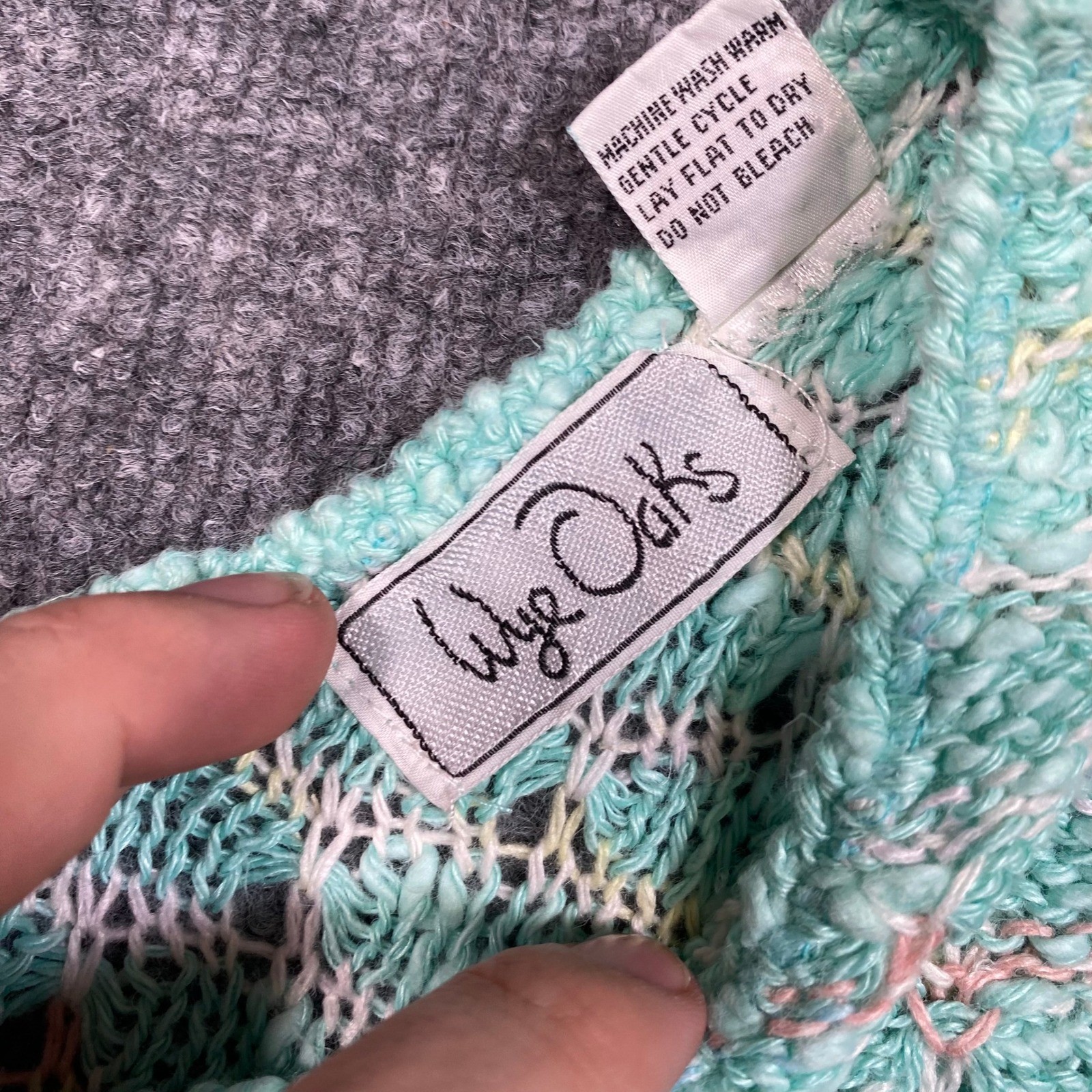 Wye Oaks Vintage Mint Green Scalloped Knit Sweater Vest Ramie Cotton Womens M