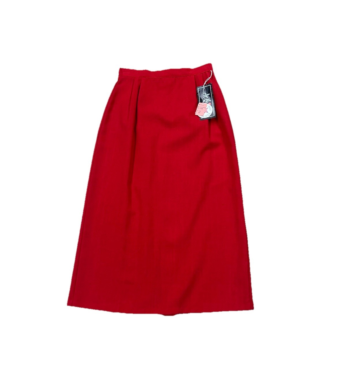 Vintage Cherry Red Midi Skirt NWT Deadstock USA Made High Waist Rockabilly XS