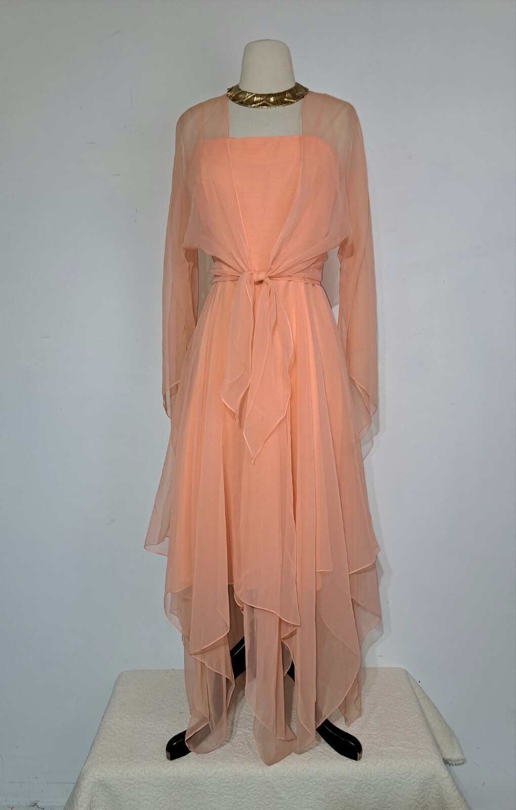 Vintage 1970s Handkerchief Festival Dress XS Don Luis de Espana Double Chiffon