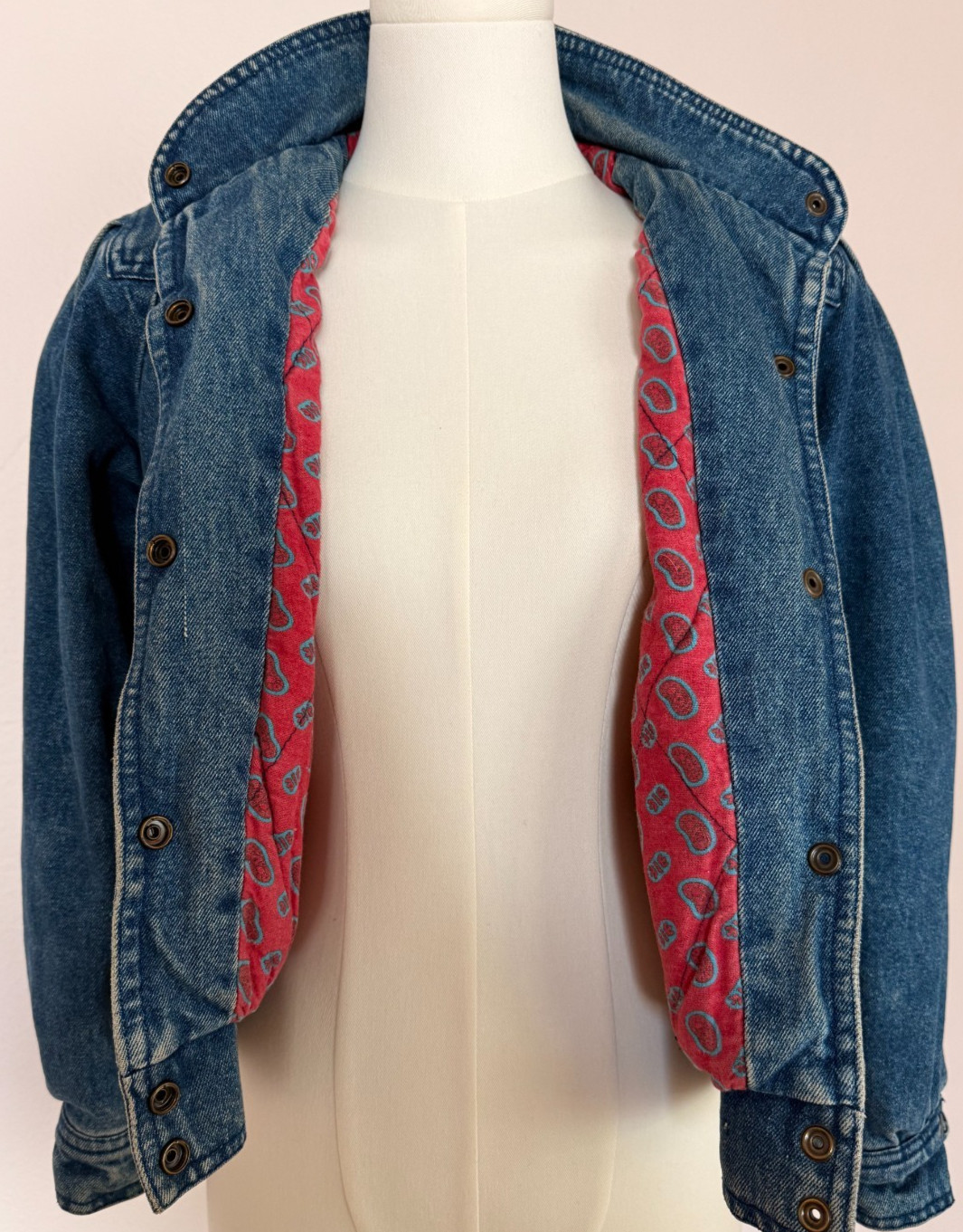 Vintage 80s Denim Puff Sleeve Jacket Cropped Cinched Waist Lined Insulated XS