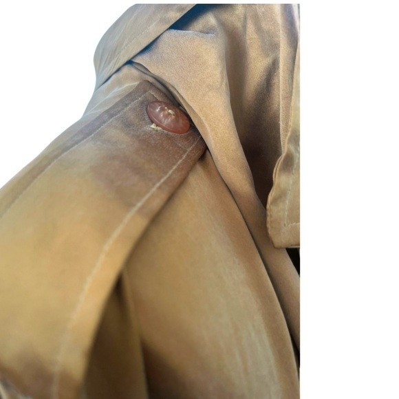 🇨🇦 Vintage 80 Angela Bucaro Silk Duster Trench Oversized Draped Caramel Bronze