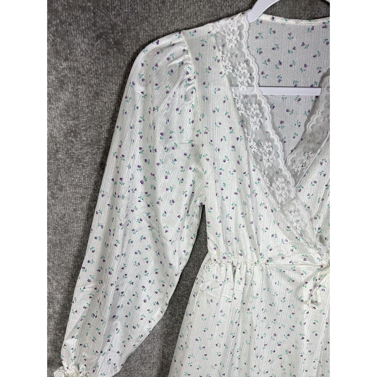Vintage Jennifer Dale Long Sheer Floral Nylon Lace Robe Womens Juniors Size 7