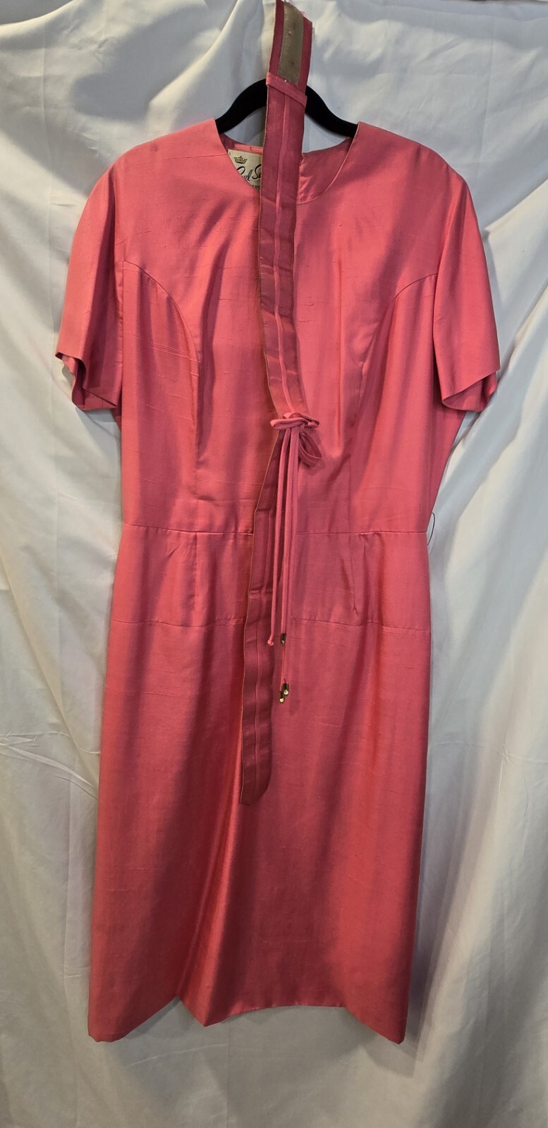 Vintage 40’s-50’s Paul Sachs Original Dress Pink Size 18 Matching Belt