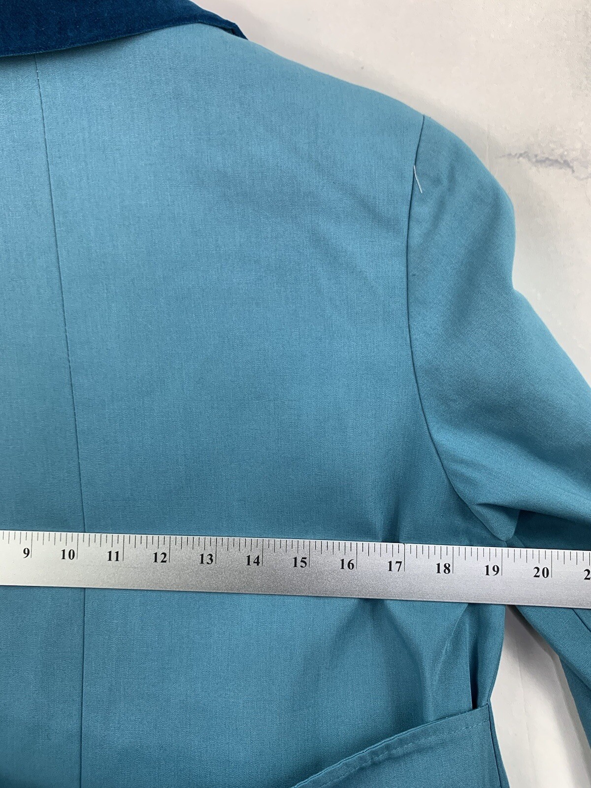 Vintage 60s Sears MOD Trench Coat Womens S Blue Velvet Collar Retro Spy Jacket