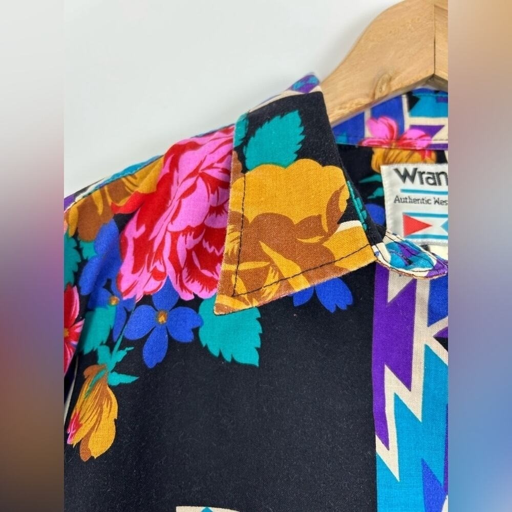 Wrangler Vintage 80s Western Southwest Floral Rodeo Show Shirt Women/s XL