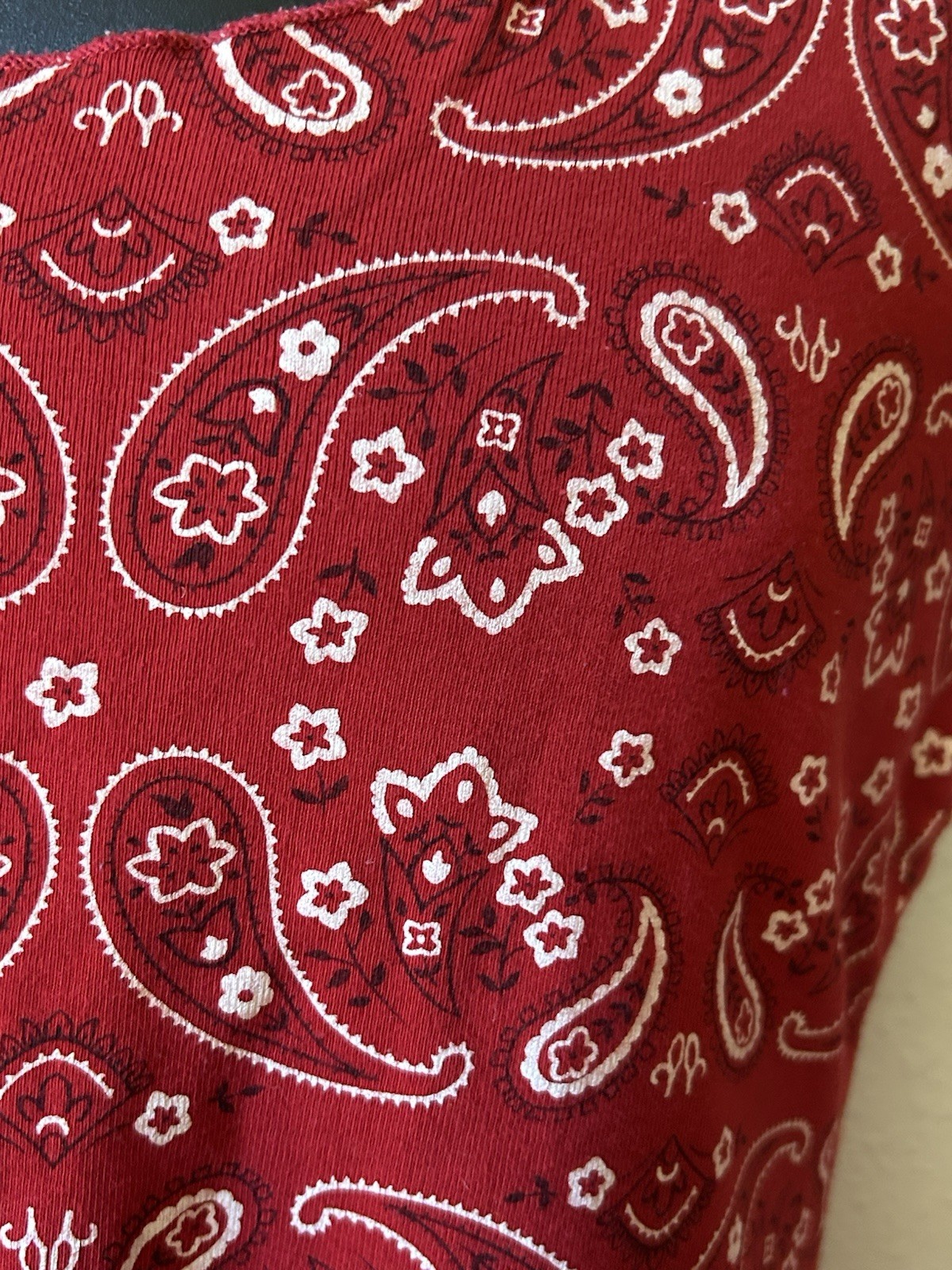VTG Y2K Finesse Cropped Bandanna Print Tank M Lettuce Edge Hem Grunge Western