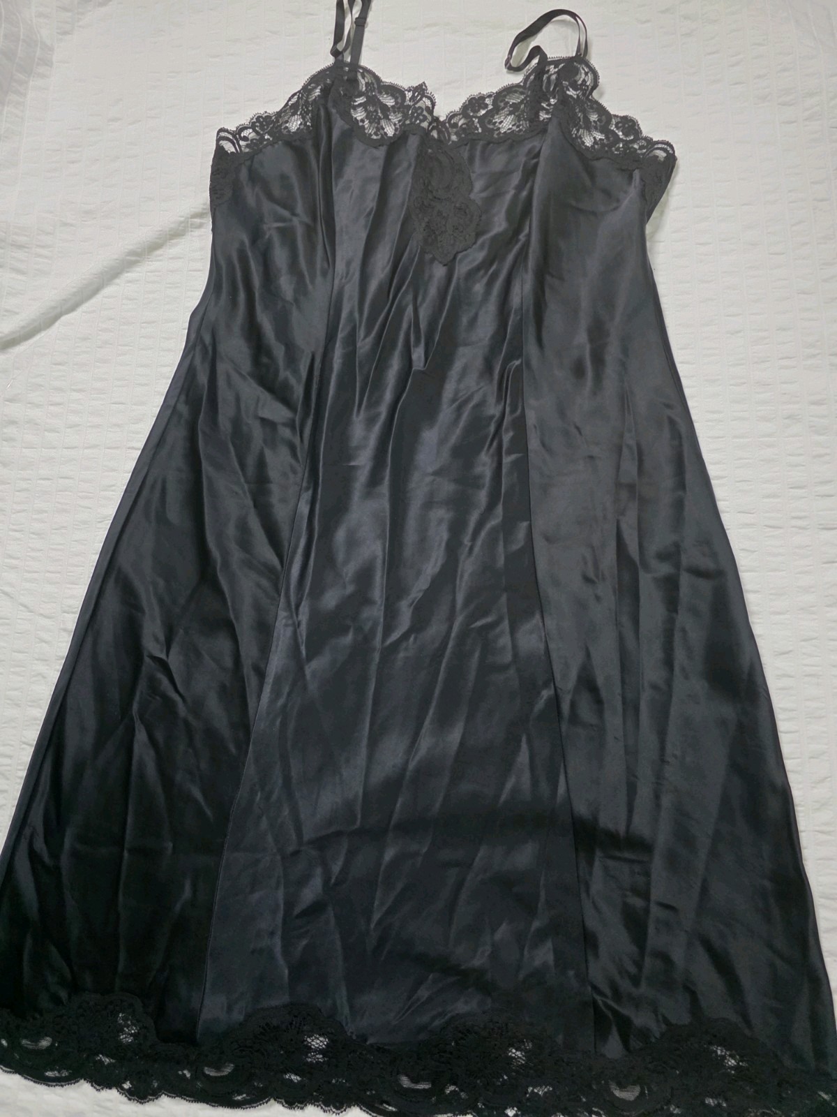 Wonder Maid Women’s Full Body Slip Size 38, Non-Cling, Nylon ILGWU USA Black Lac