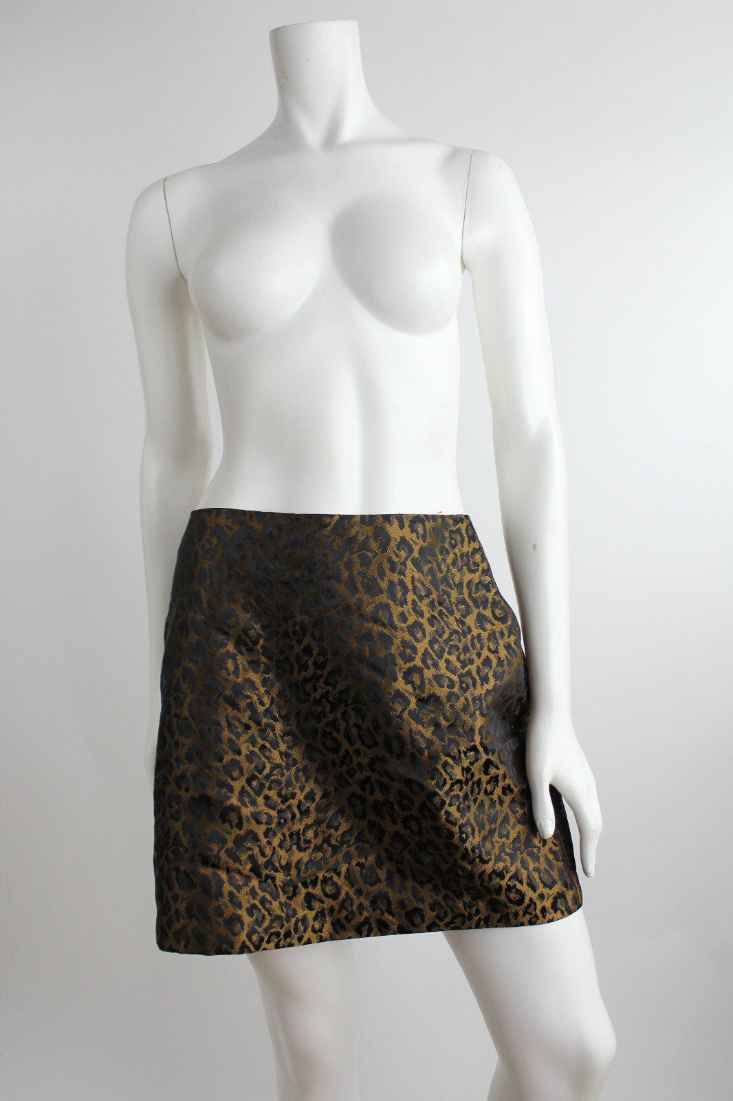 Vtg 1990s Leopard Print Spotted Animal A-Line Mini Skirt Club Kid Punk Goth M-L