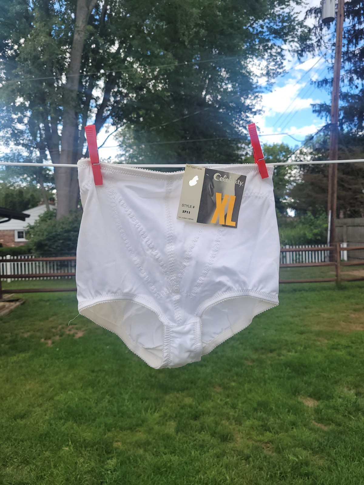 Vintage Lovable Co Celebrity Size XL Pinup Sissy Granny Panty Brief Shiny White