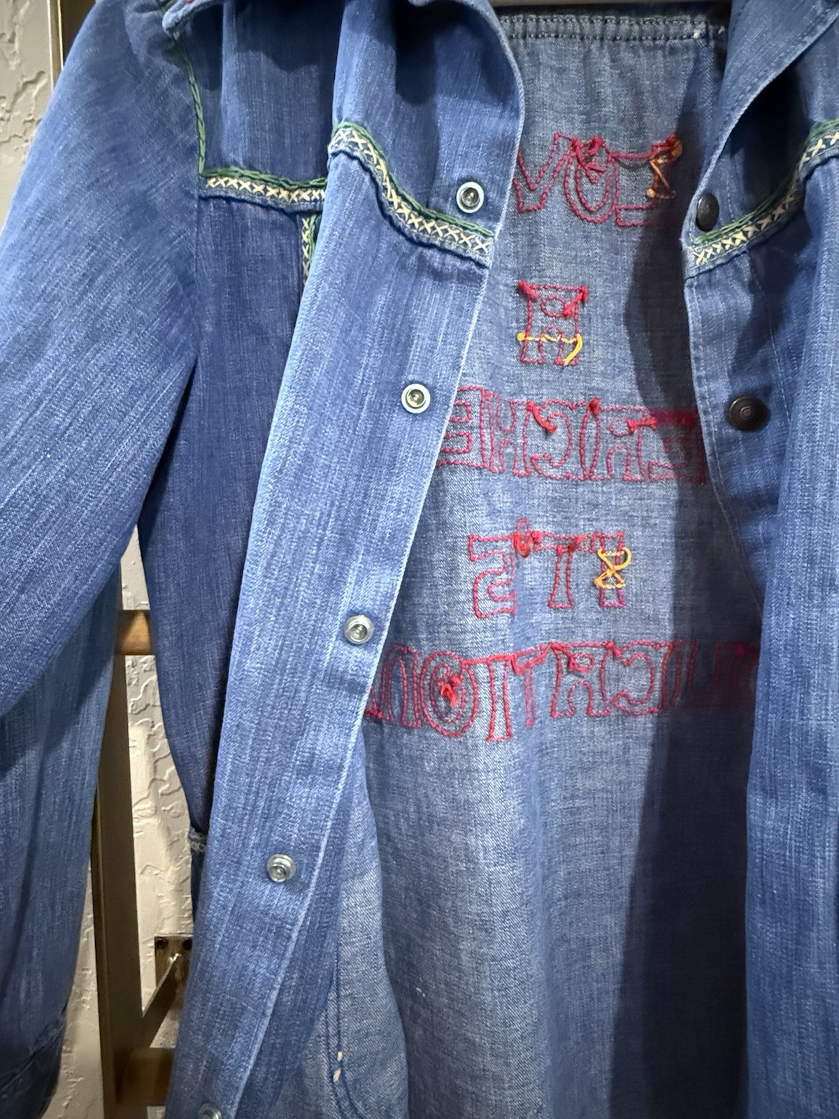 VTG 1970’s*Montgomery Ward*Embroidered “Love A Teacher It’s Educational.” Denim