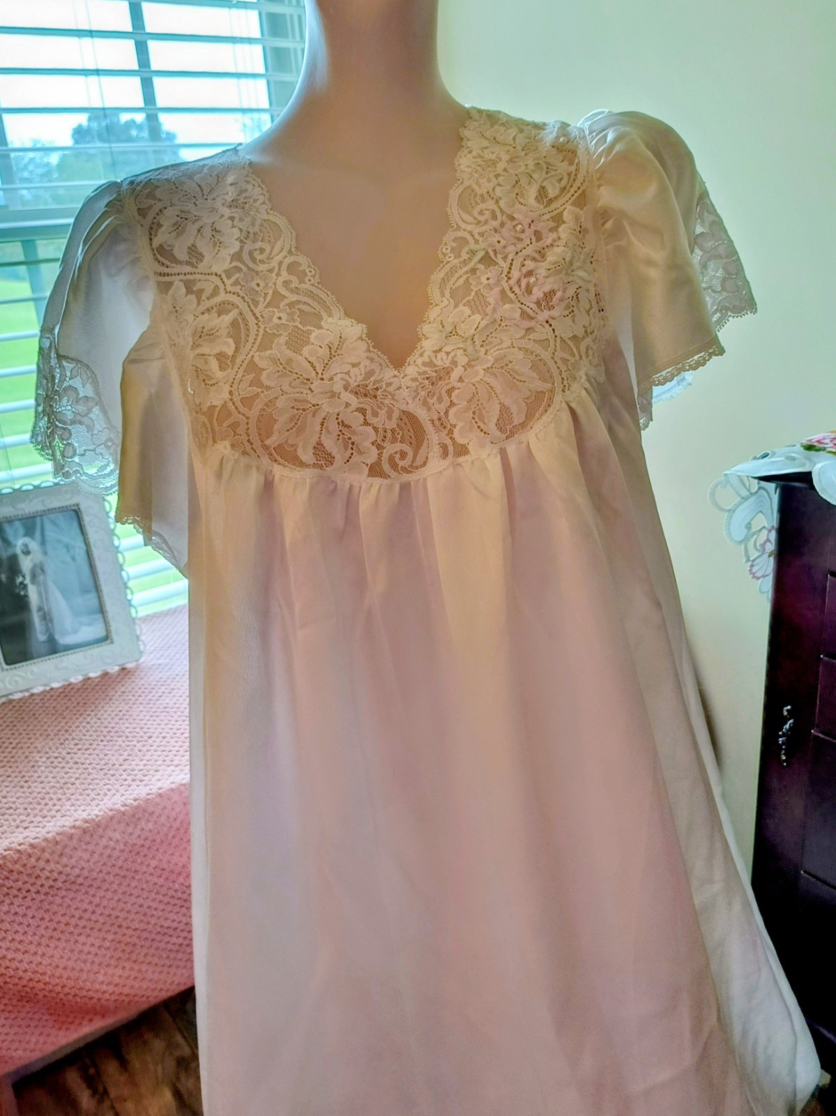 Vintage Eve Stillman White Weddng Nightgown Lingerie Lacy Satin