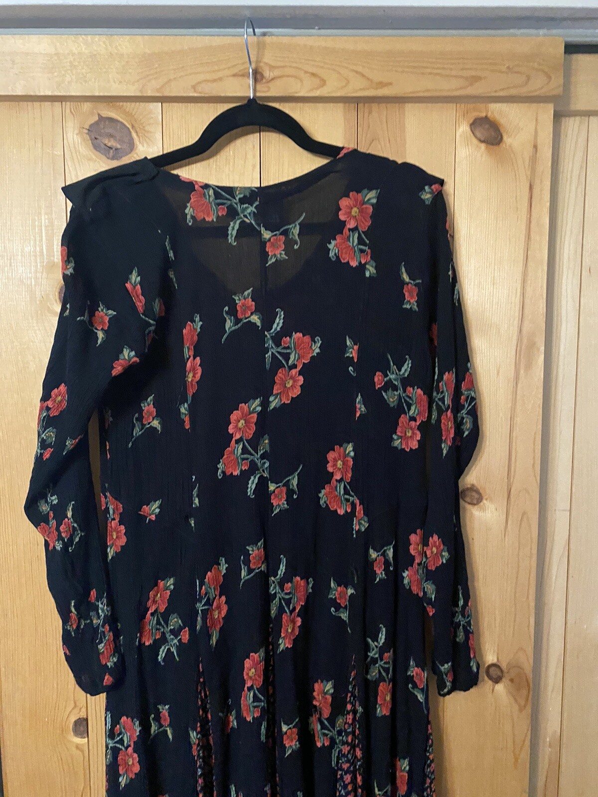 1980s Full Circle STARINA Floral Button front Maxi Dress~Crinkle Rayon Fit SMALL