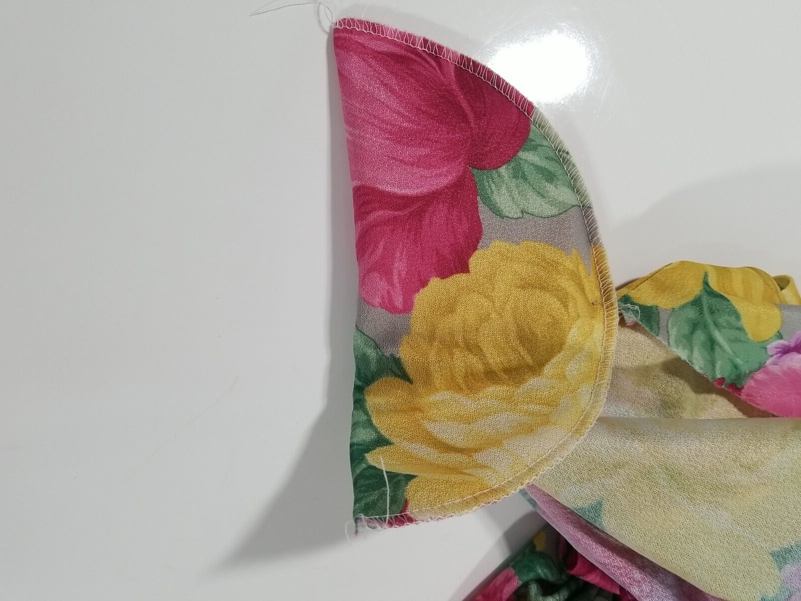 Vintage Womens Dress M/L Two Piece Below Knee Drop Waist Floral Pleated Yellow