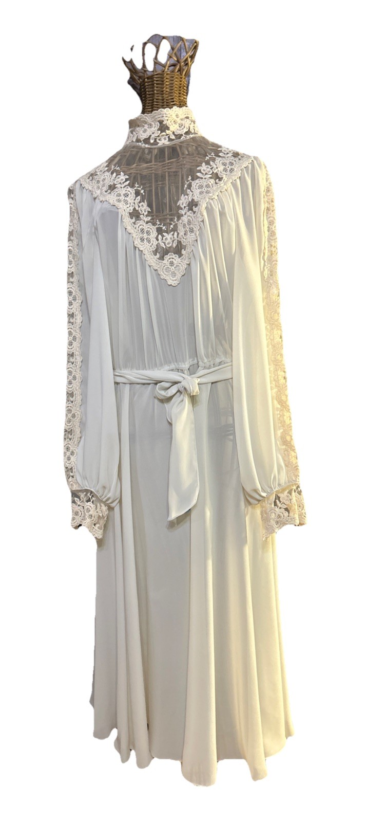 80s Vtg Bonnie Strauss Dress Medium Lace Dry Cleaned! Sheer Victorian Rare!