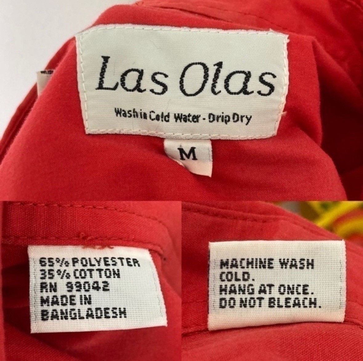 Vintage Las Olas red strawberry rhinestone appliqué button up shirt size Medium