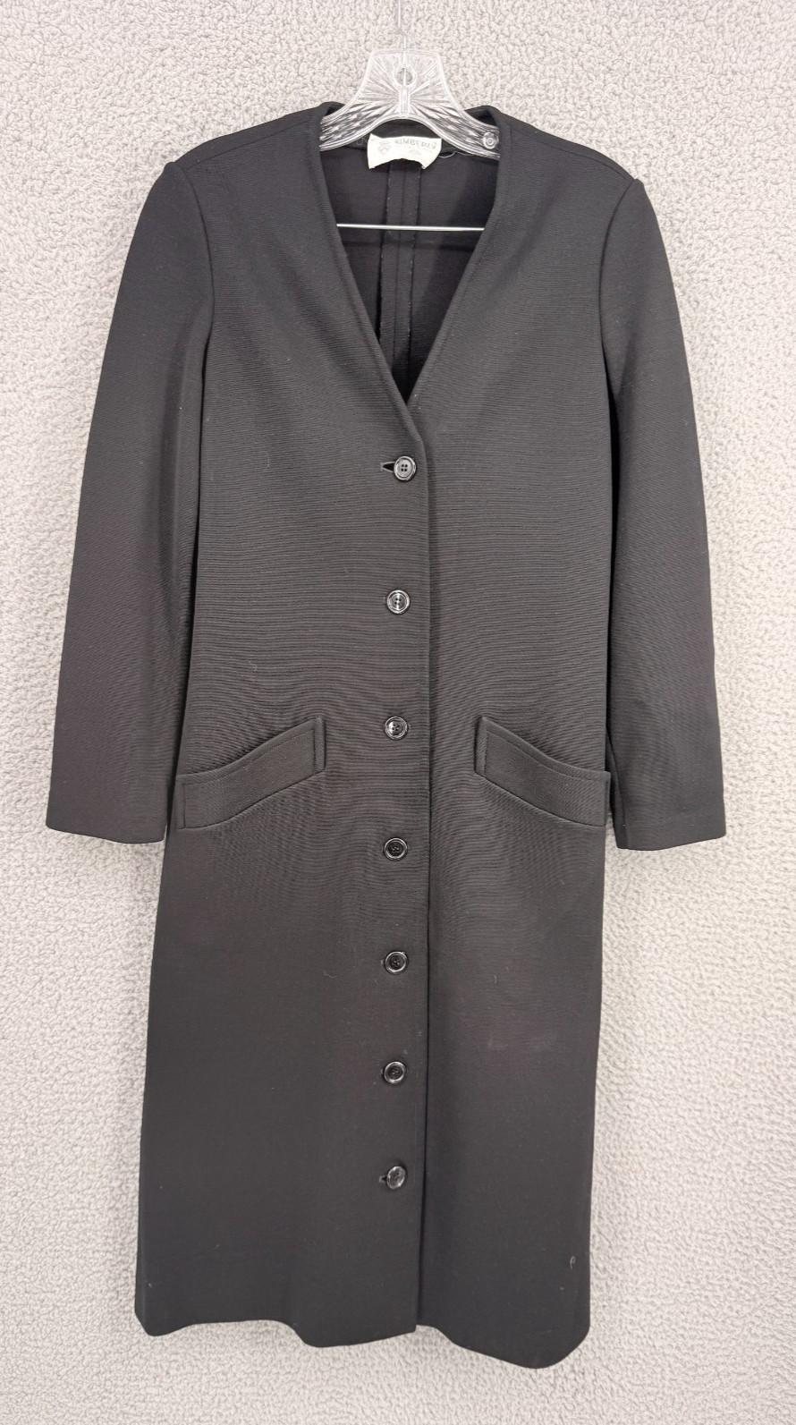 Vtg 1960s Dupont Orlon Kimberly Knit Black Car Coat Size 8