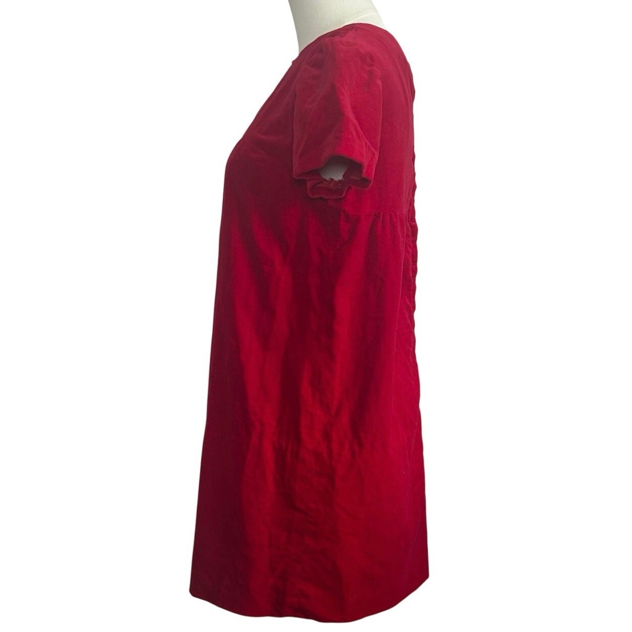 VTG 60s Red Velvet Mini Dress S Keyhole Bespoke Babydoll Glam Twee Retro Mad Men