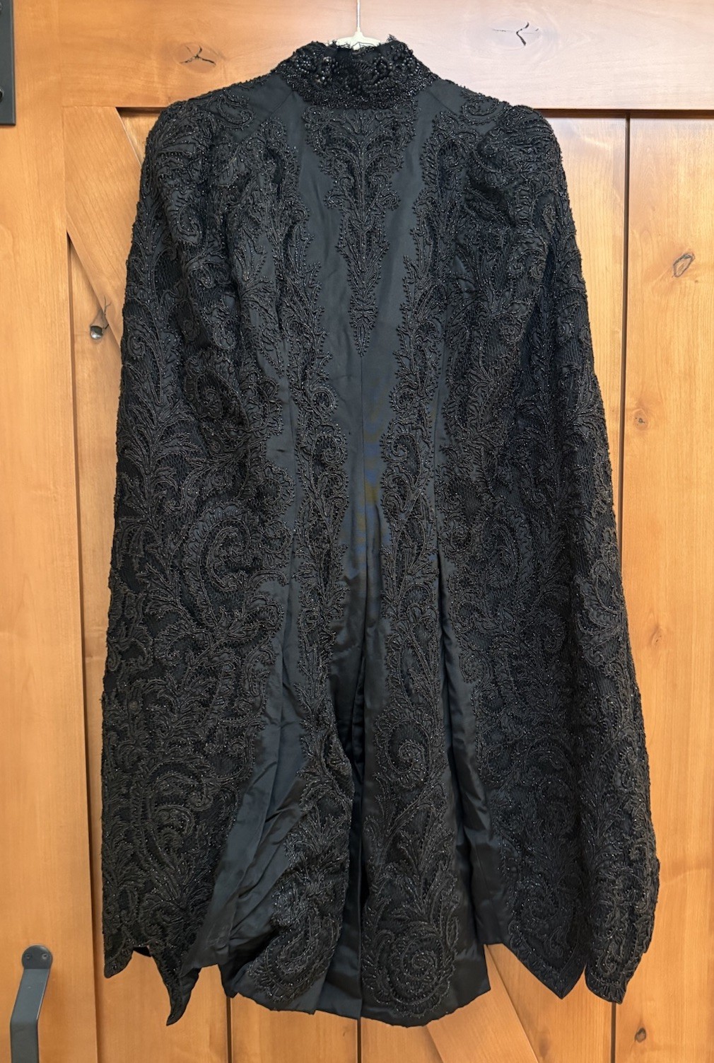 Antique Edwardian Victorian Black Mourning Cape Jacket Beaded Intricate Beadwork