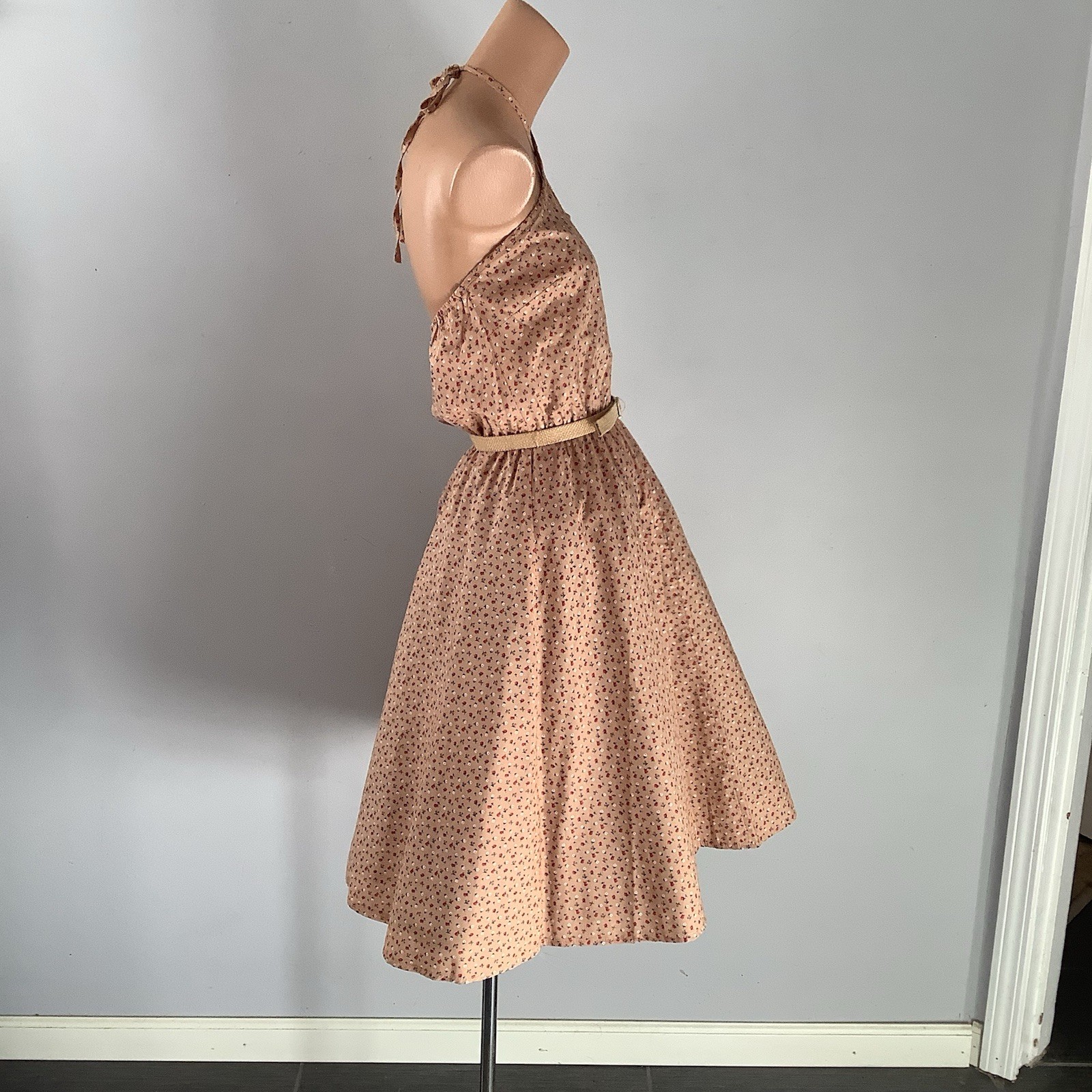 VTG 1970’s PBJ By Jerell Of Dallas Deadstock Ditsy Floral Print Halter Dress