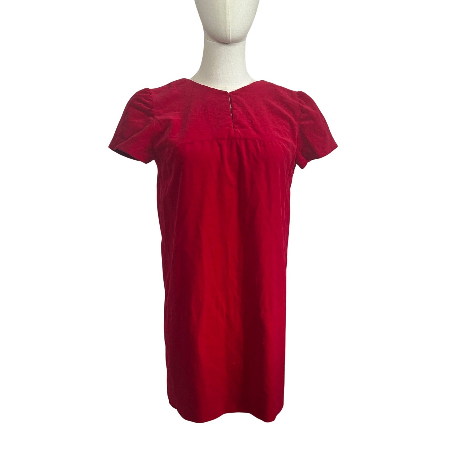 VTG 60s Red Velvet Mini Dress S Keyhole Bespoke Babydoll Glam Twee Retro Mad Men