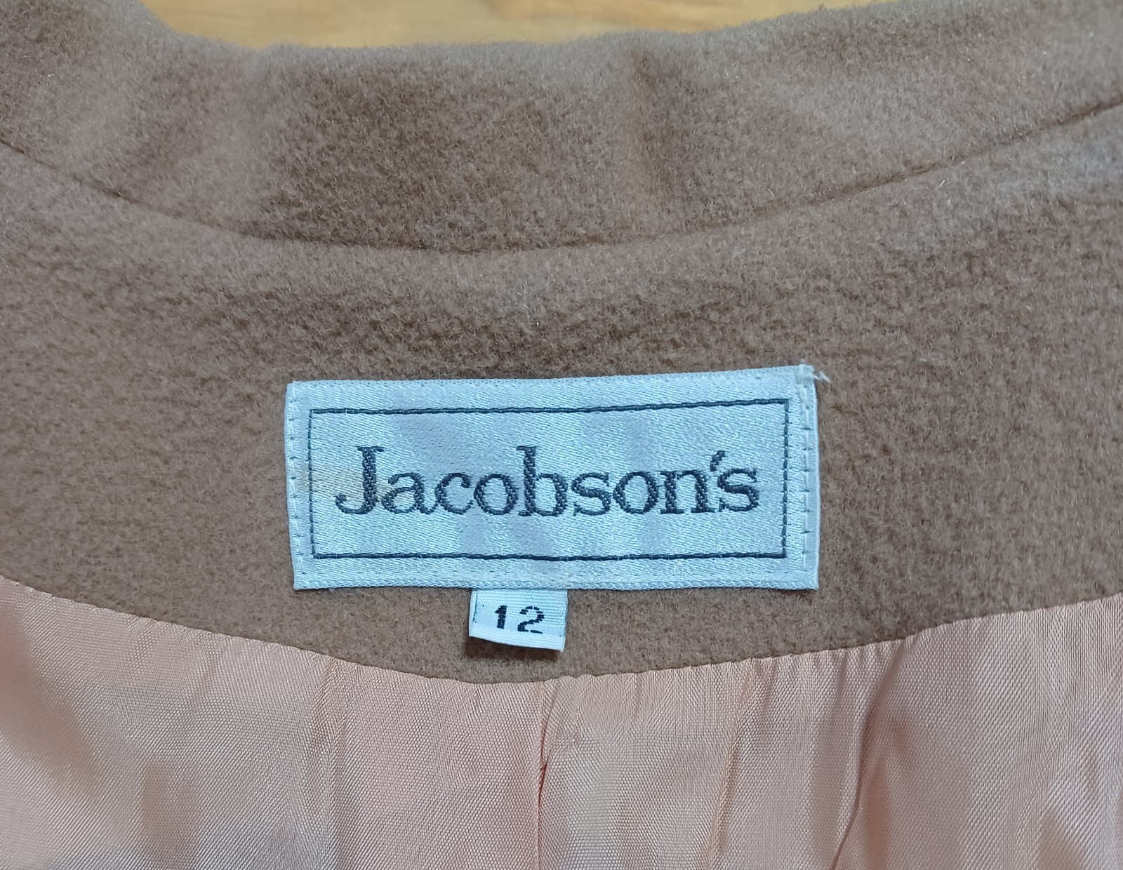 Vintage 80s Jacobson’s Ladies Beige Wool Blazer Size 12 Petite