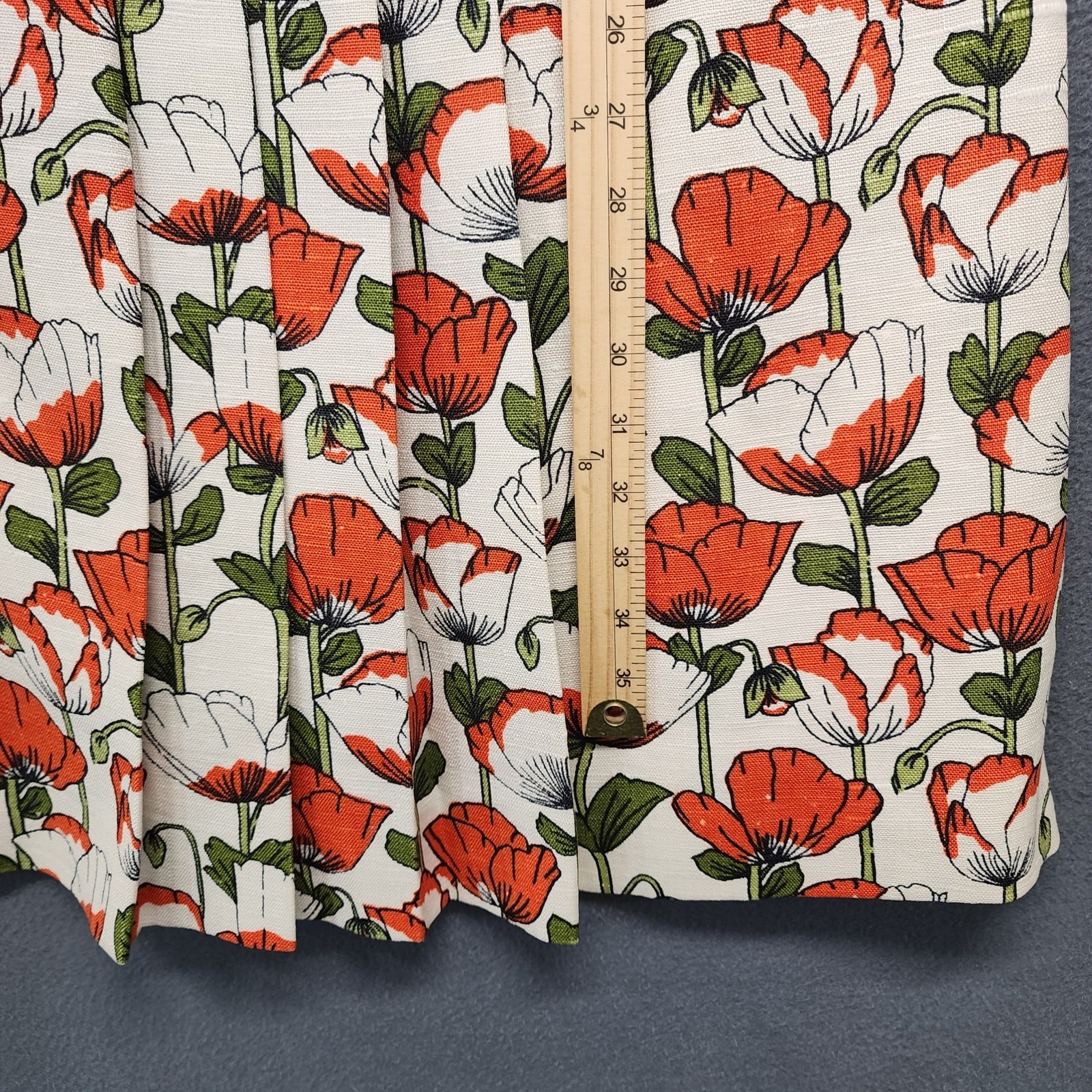 Vtg 60s Handmade Womens 2 Piece Dress Top Set Orange Floral Mod Pleat Belt Twee