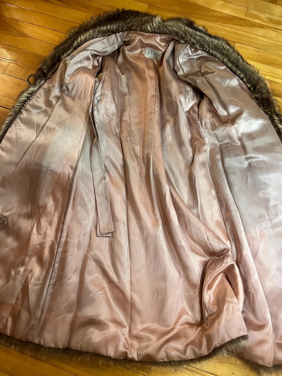 FULL LENGTH RACCOON Vintage 1970s Double Breasted Striped Racoon Fur Coat