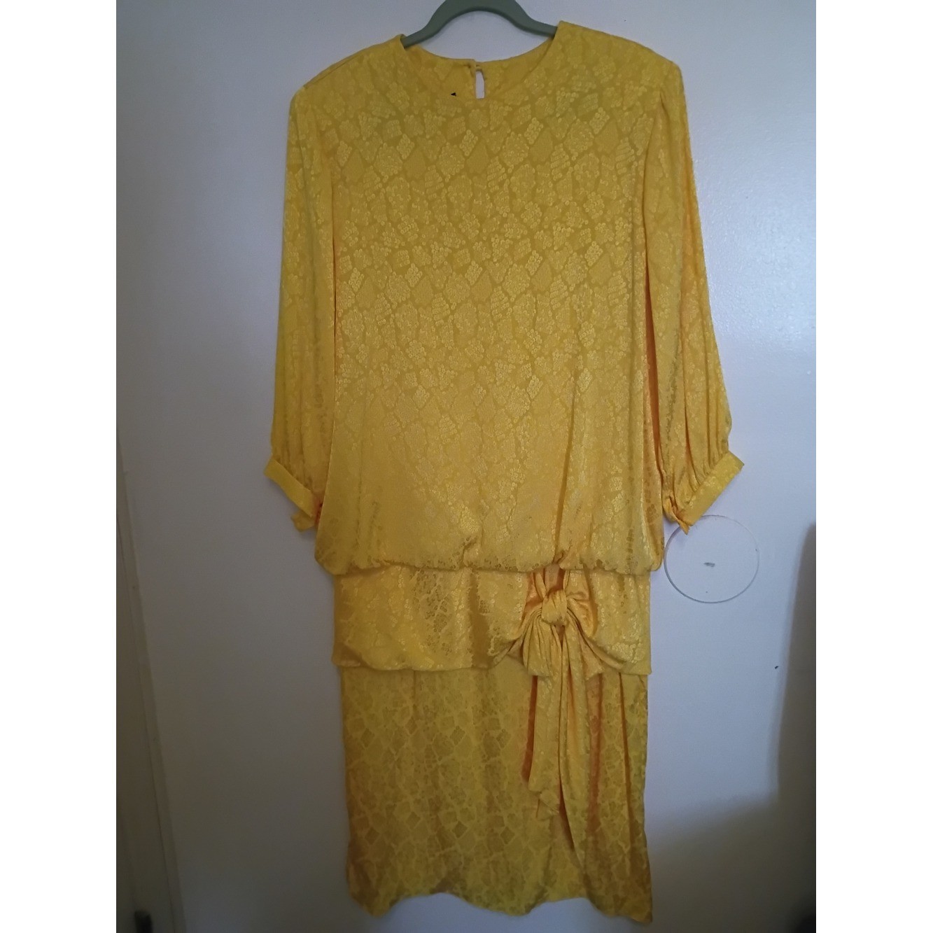 VTG Starlo Women’s Elegant Yellow Long Sleeve Tiered Dress Sz L