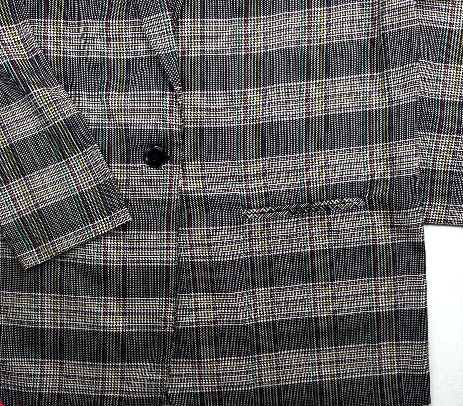 Katie Brooke Plaid Blazer Wmns Sz 12 Vintage Colorful USA rainbow 80s 90s boxy