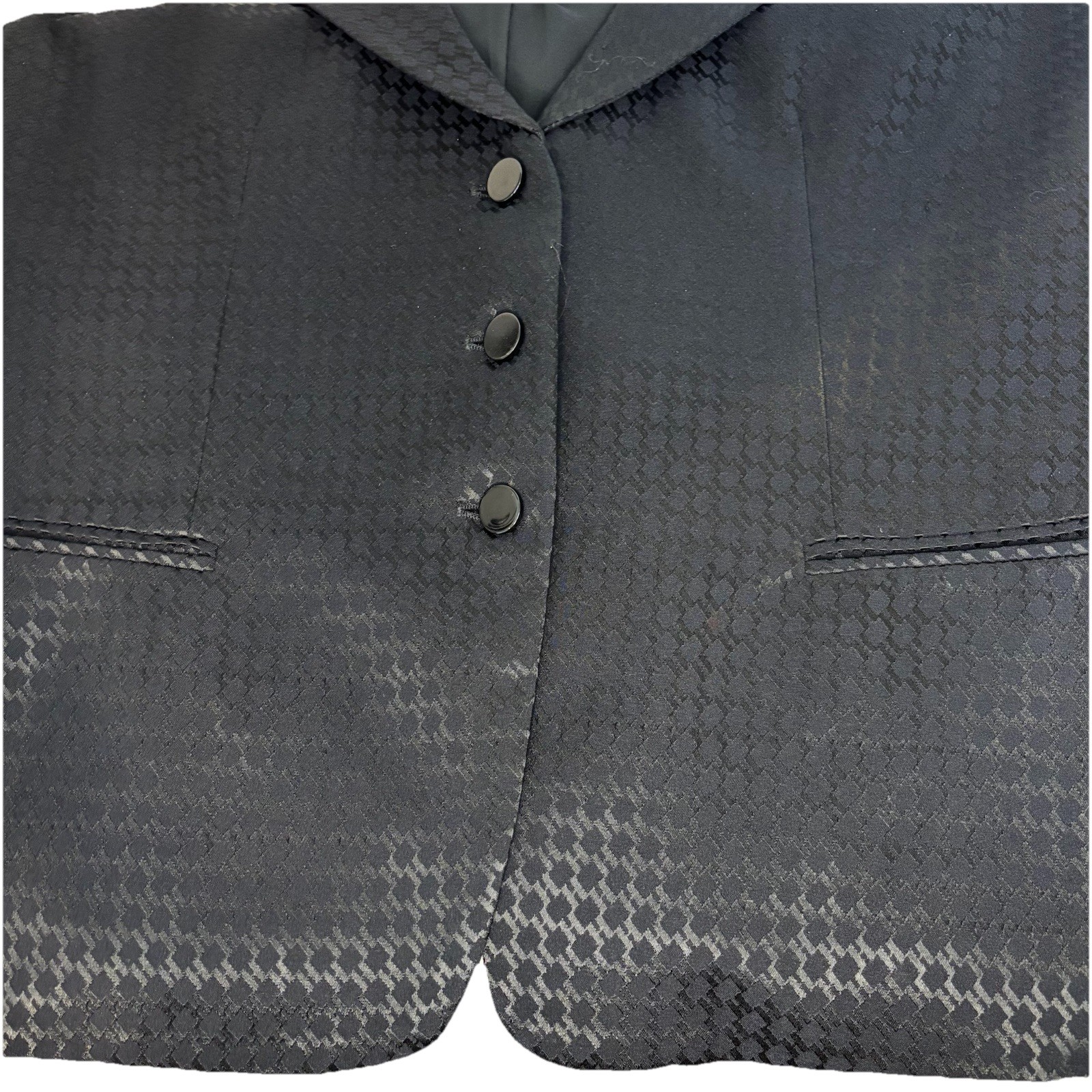 VINTAGE 1973 ARMANI COLLEZIONI Women Black Houndstooth Blazer Jacket 12 PRISTINE