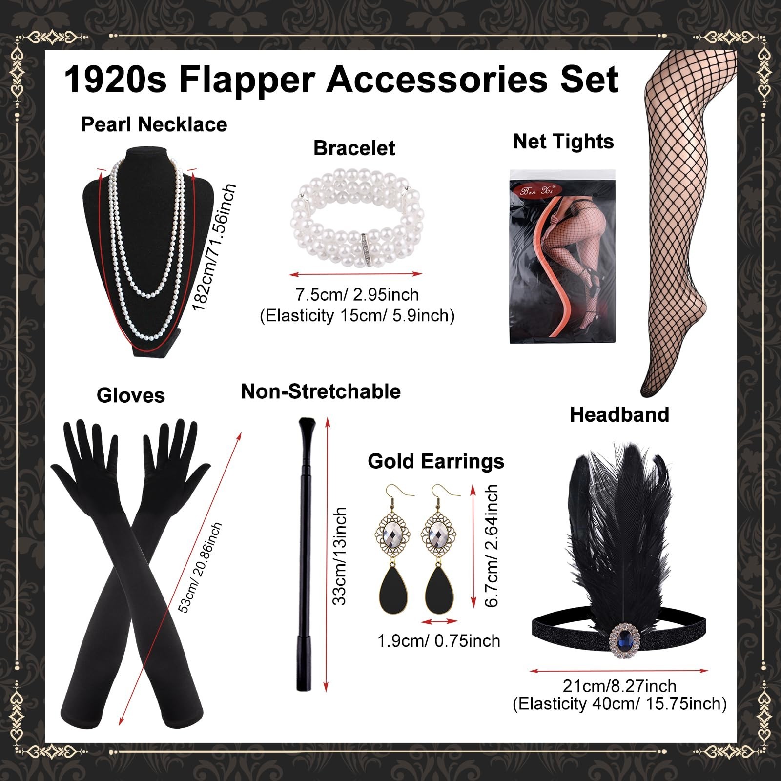 1920s Sequin Flapper Dress for Women, Gatsby Cocktail Dress with Accessories Set